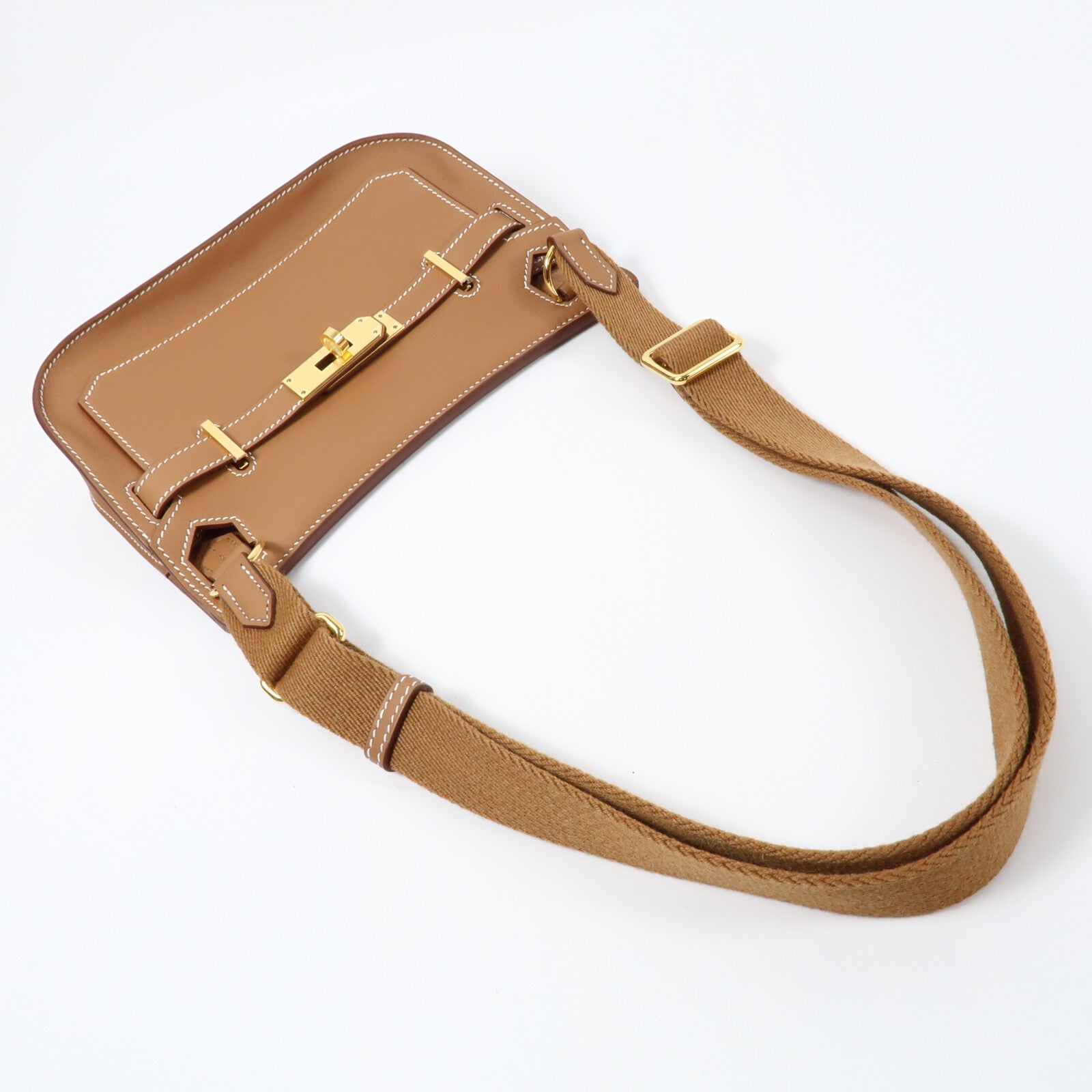 HERMES Swift皮革Mini Jypsiere銀扣肩背袋Gold