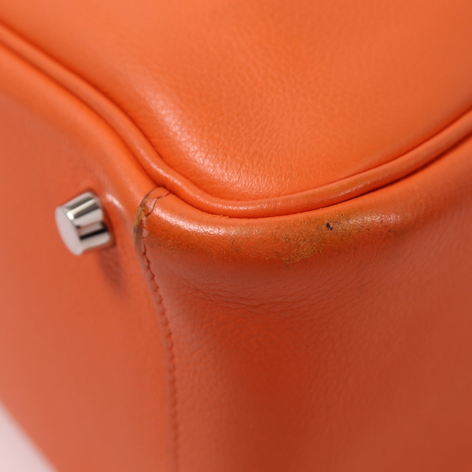 HERMES Evercolor皮革Lindy 26銀扣手挽肩背兩用袋Orange Poppy