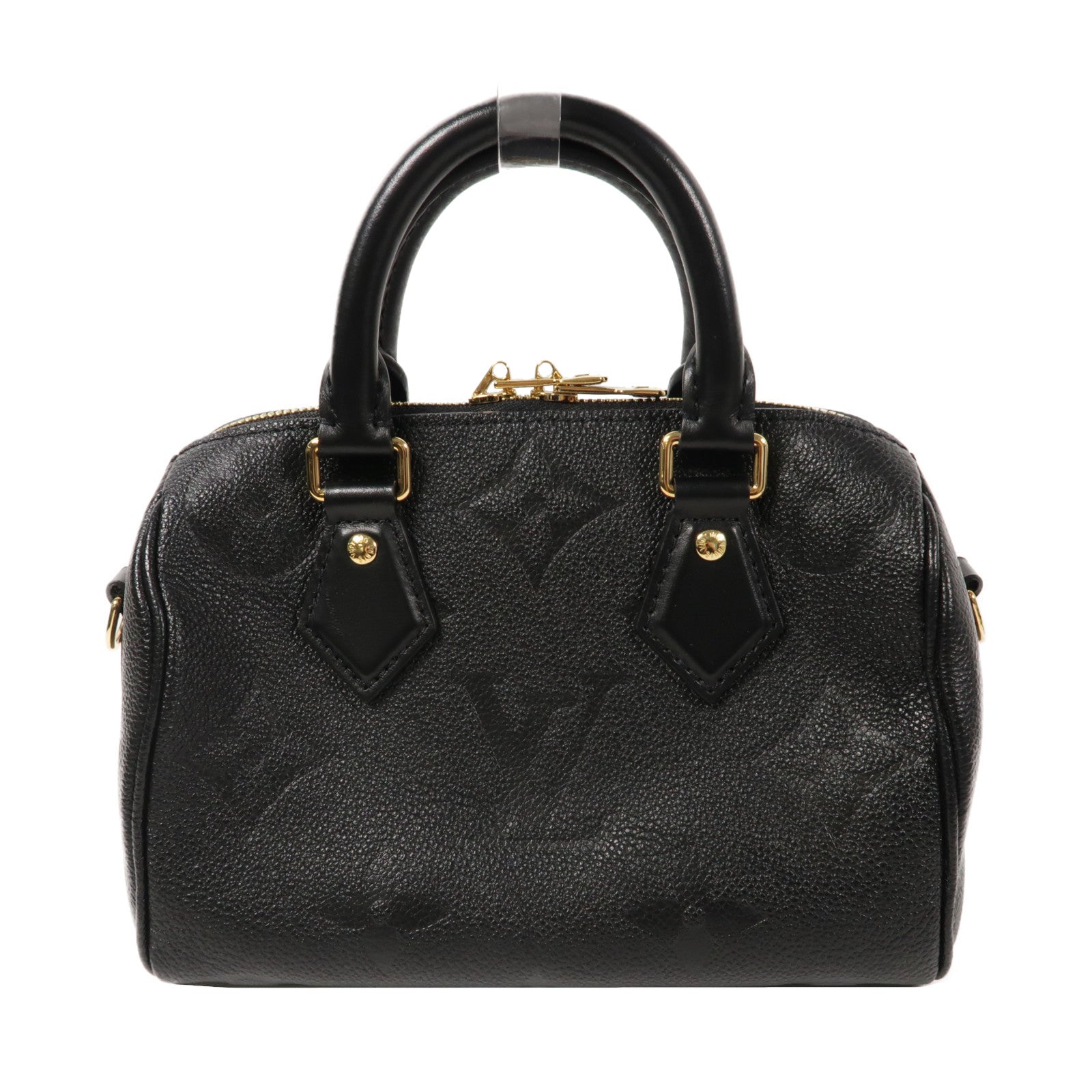 LOUIS VUITTON Monogram Empreinte Speedy Bandouliere 20金扣手挽肩背兩用袋黑色