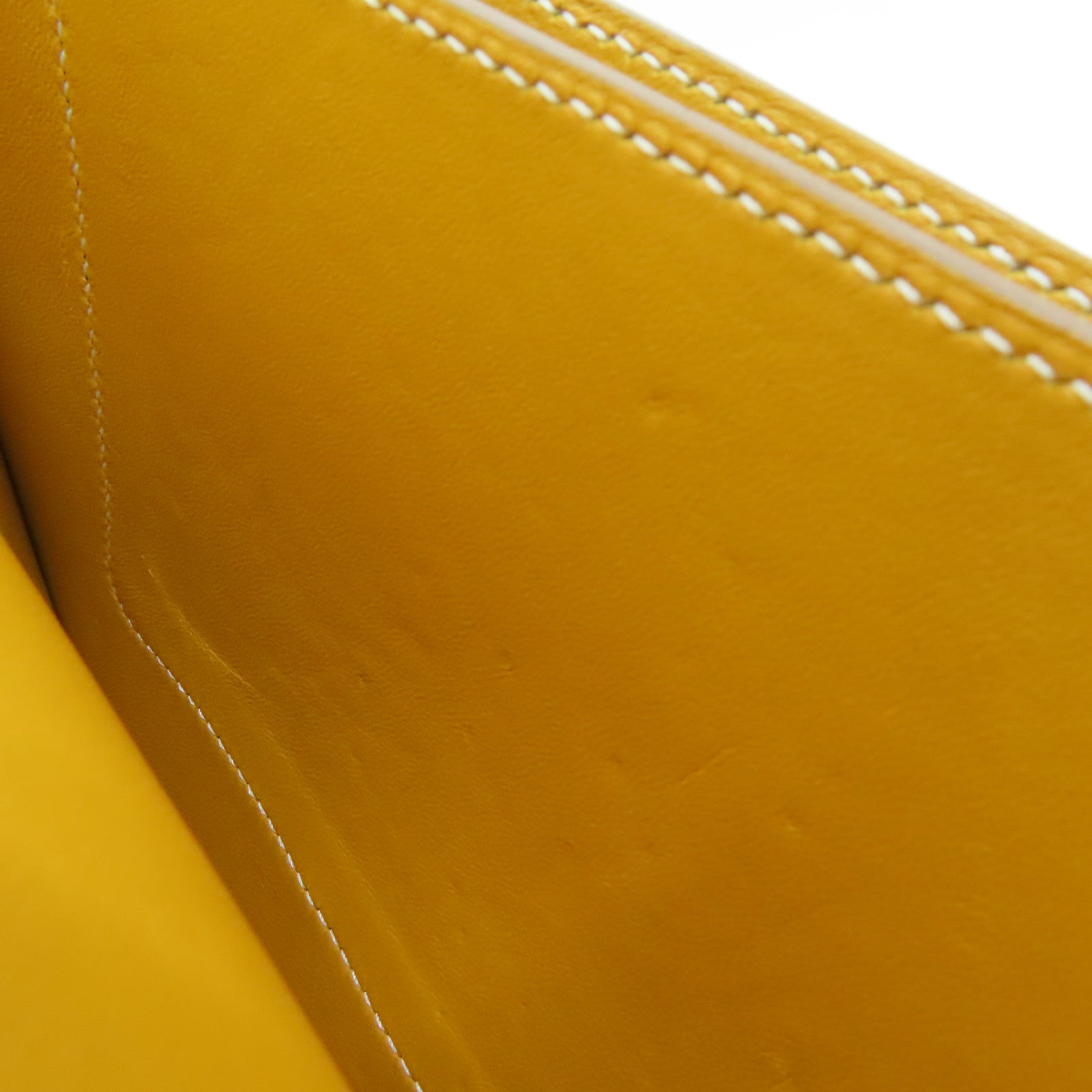 HERMES Grain d'H Leather Chaine D'ancre Silver Buckle Shoulder Bag Mustard Yellow