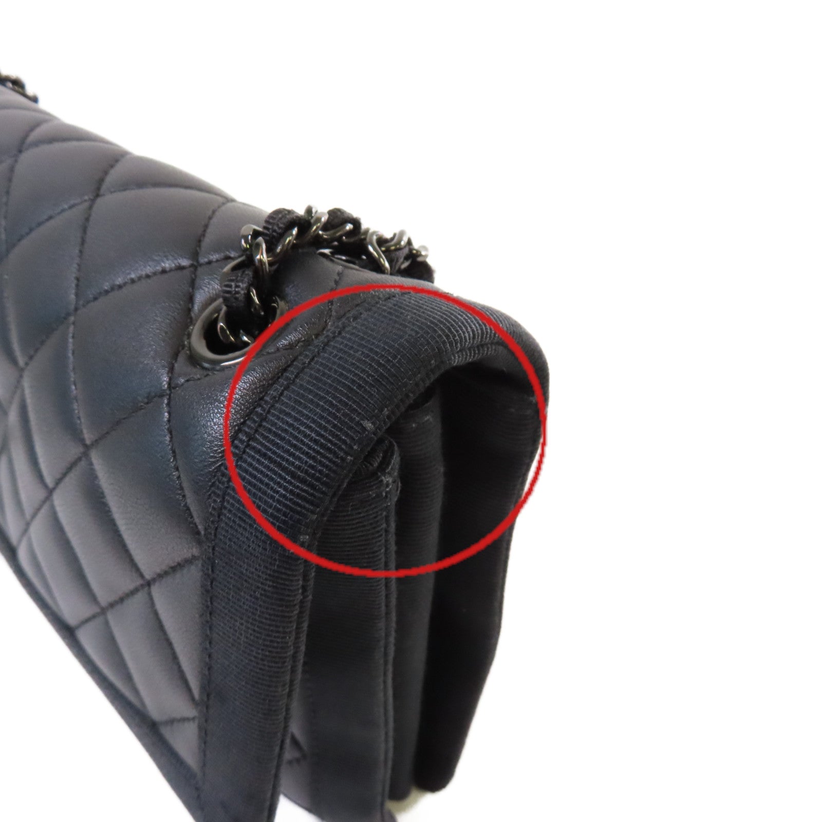 CHANEL 菱格羊皮皮革Chain Shoulder Bag鏈帶肩背袋黑色