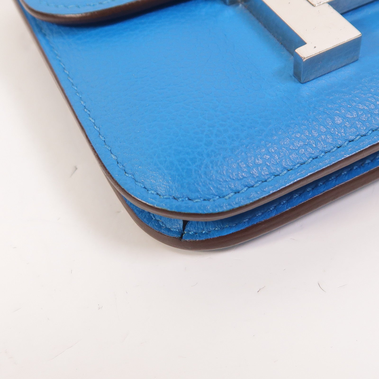 HERMES Evercolor皮革Constance Slim Wallet錢包Bleu Zanzibar