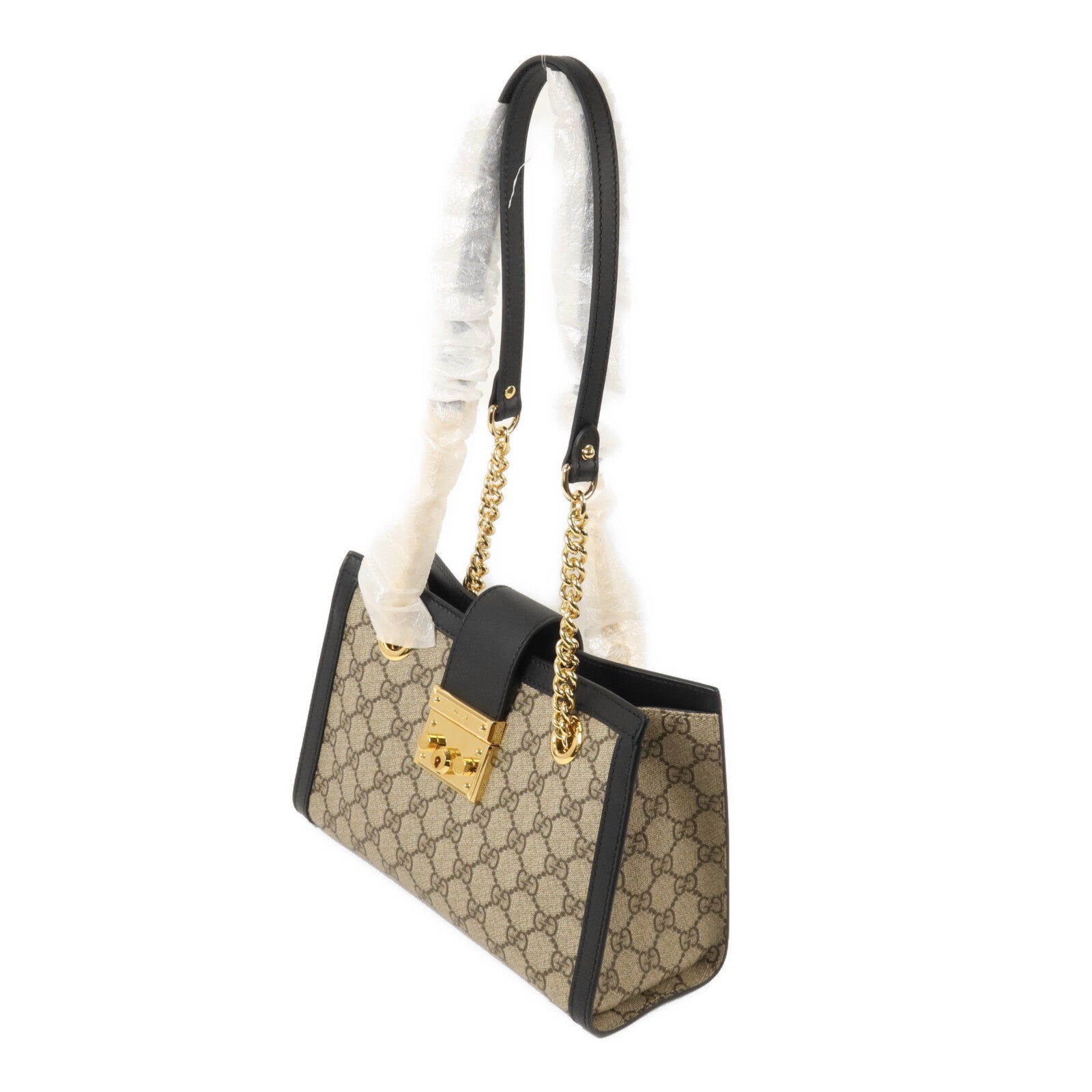 GUCCI 塗層帆布Padlock Small鏈帶肩背袋
