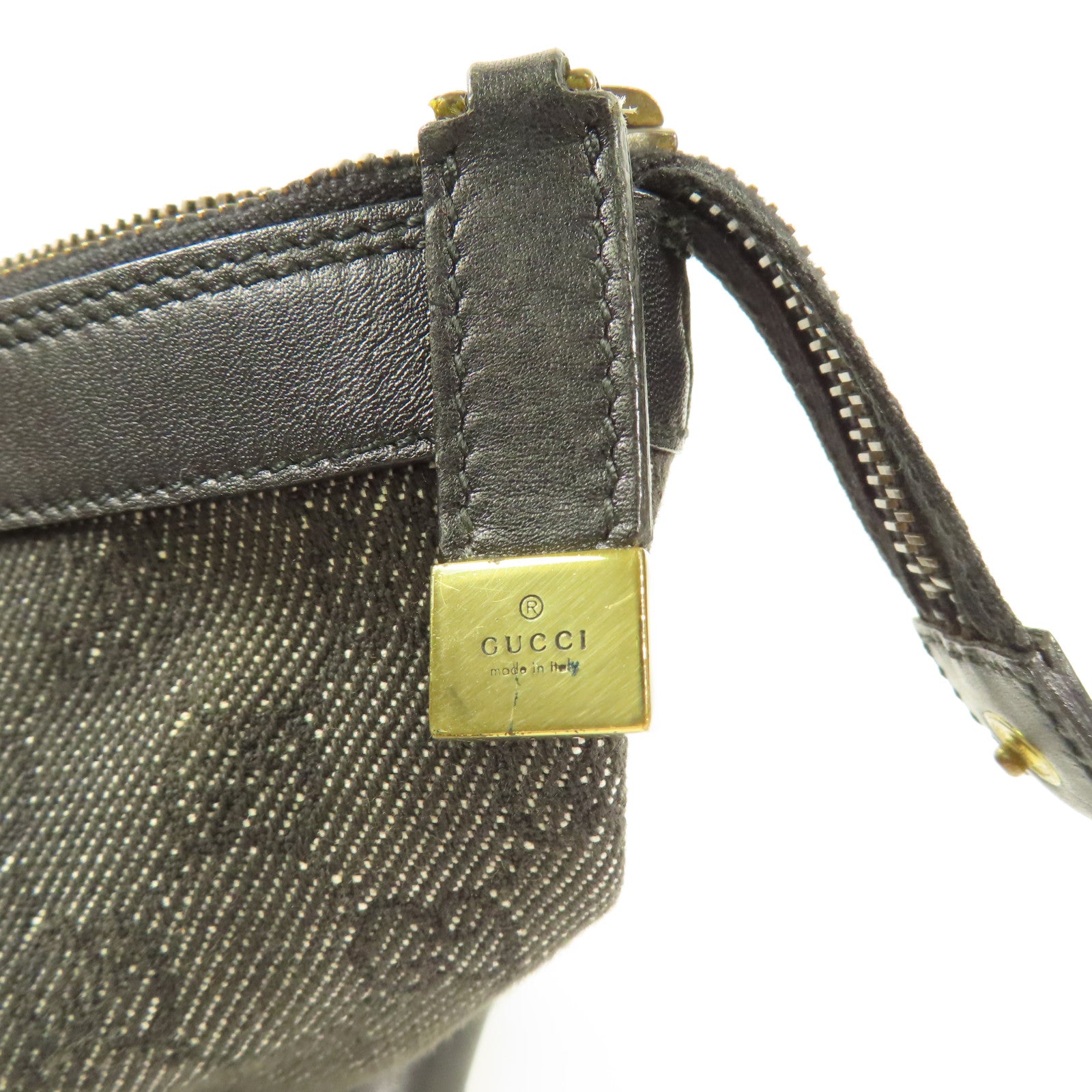 GUCCI 牛仔布Shoulder Bag金扣肩背袋