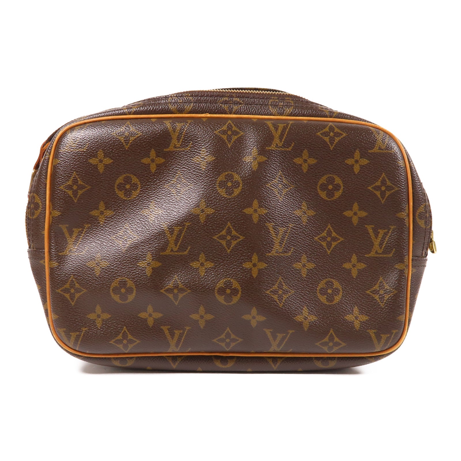 LOUIS VUITTON Monogram Reporter PM金扣肩背袋棕色