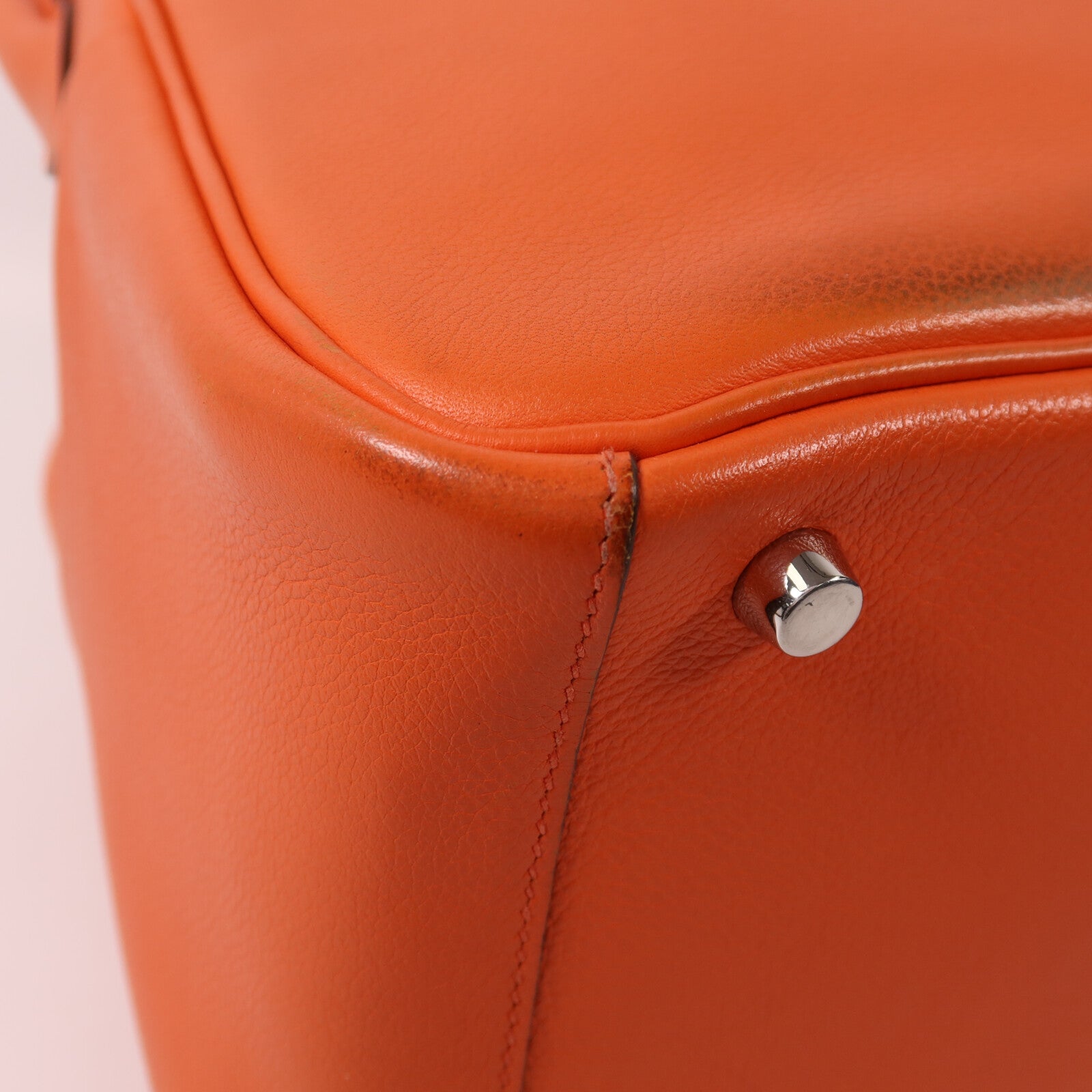 HERMES Evercolor皮革Lindy 26銀扣手挽肩背兩用袋Orange Poppy