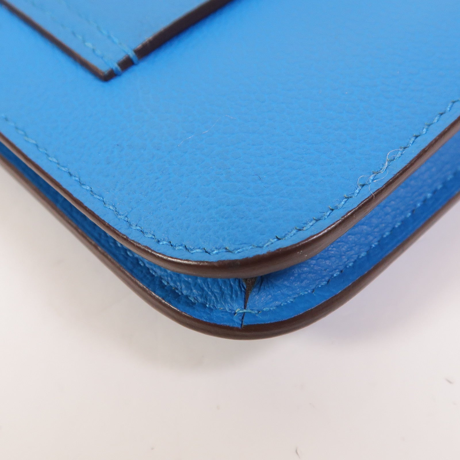 HERMES Evercolor皮革Constance Slim Wallet錢包Bleu Zanzibar