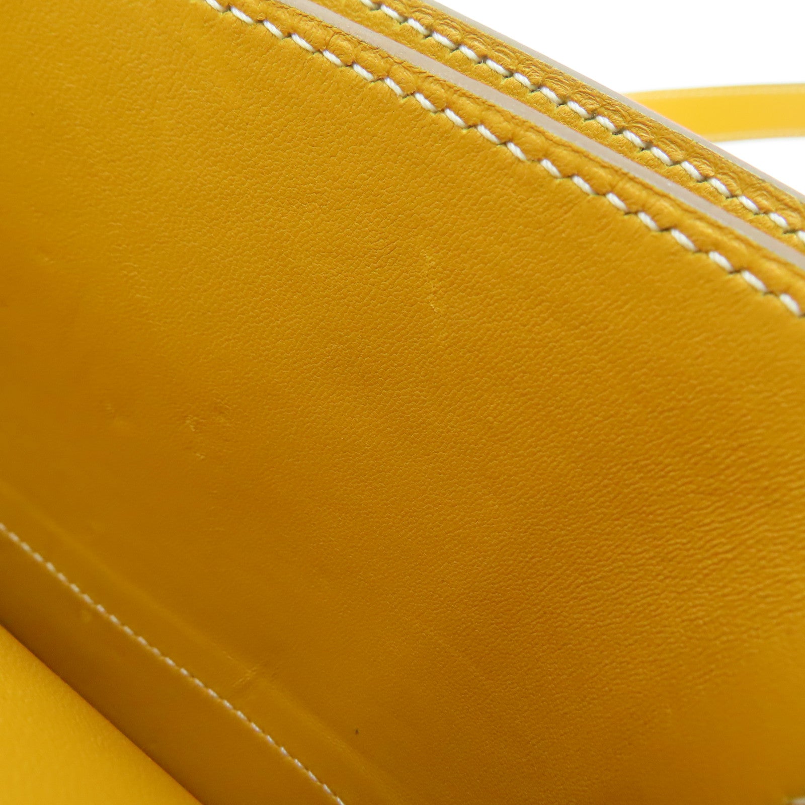 HERMES Grain d'H Leather Chaine D'ancre Silver Buckle Shoulder Bag Mustard Yellow