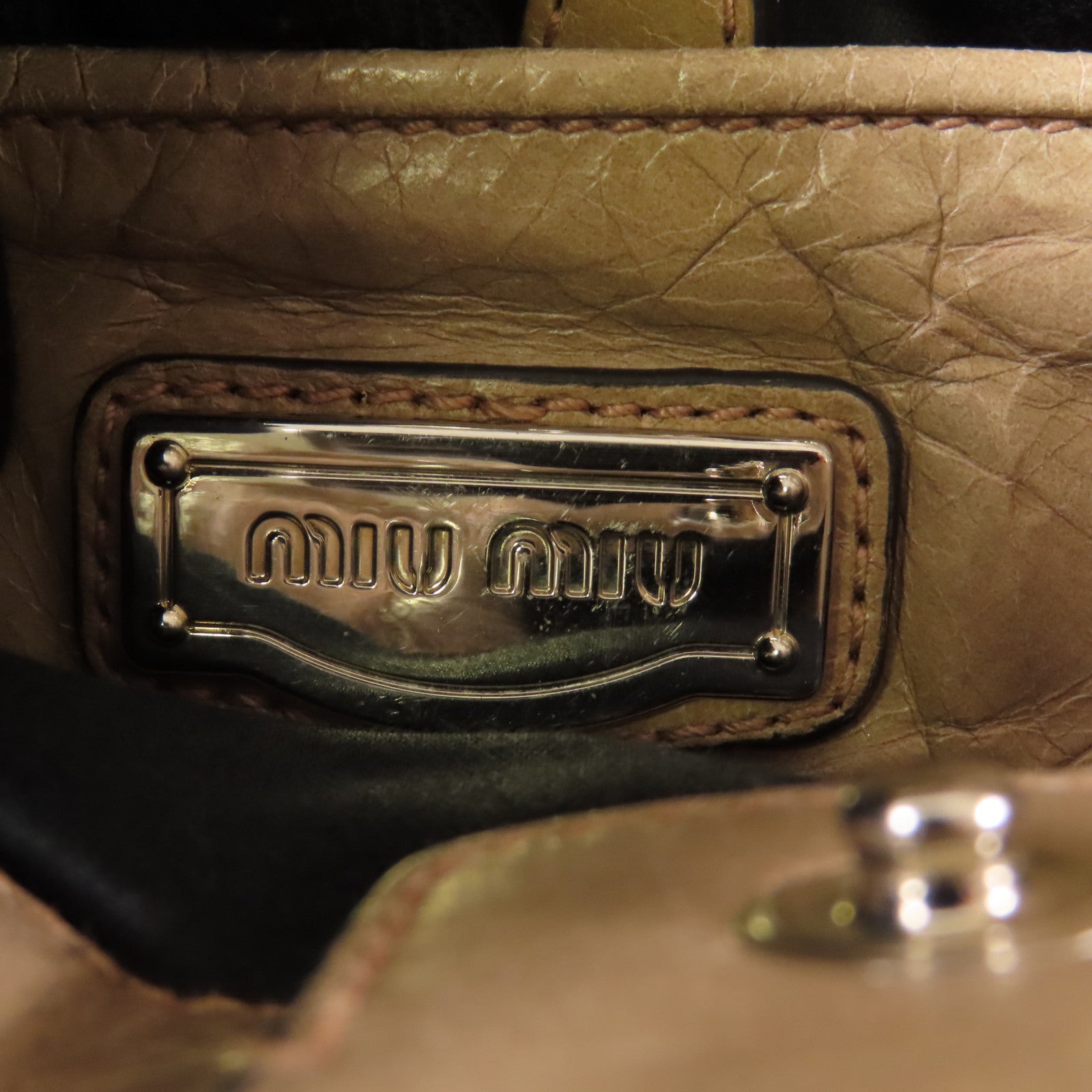 Miu Miu 皮革2 Way Bag銀扣手挽肩背兩用袋