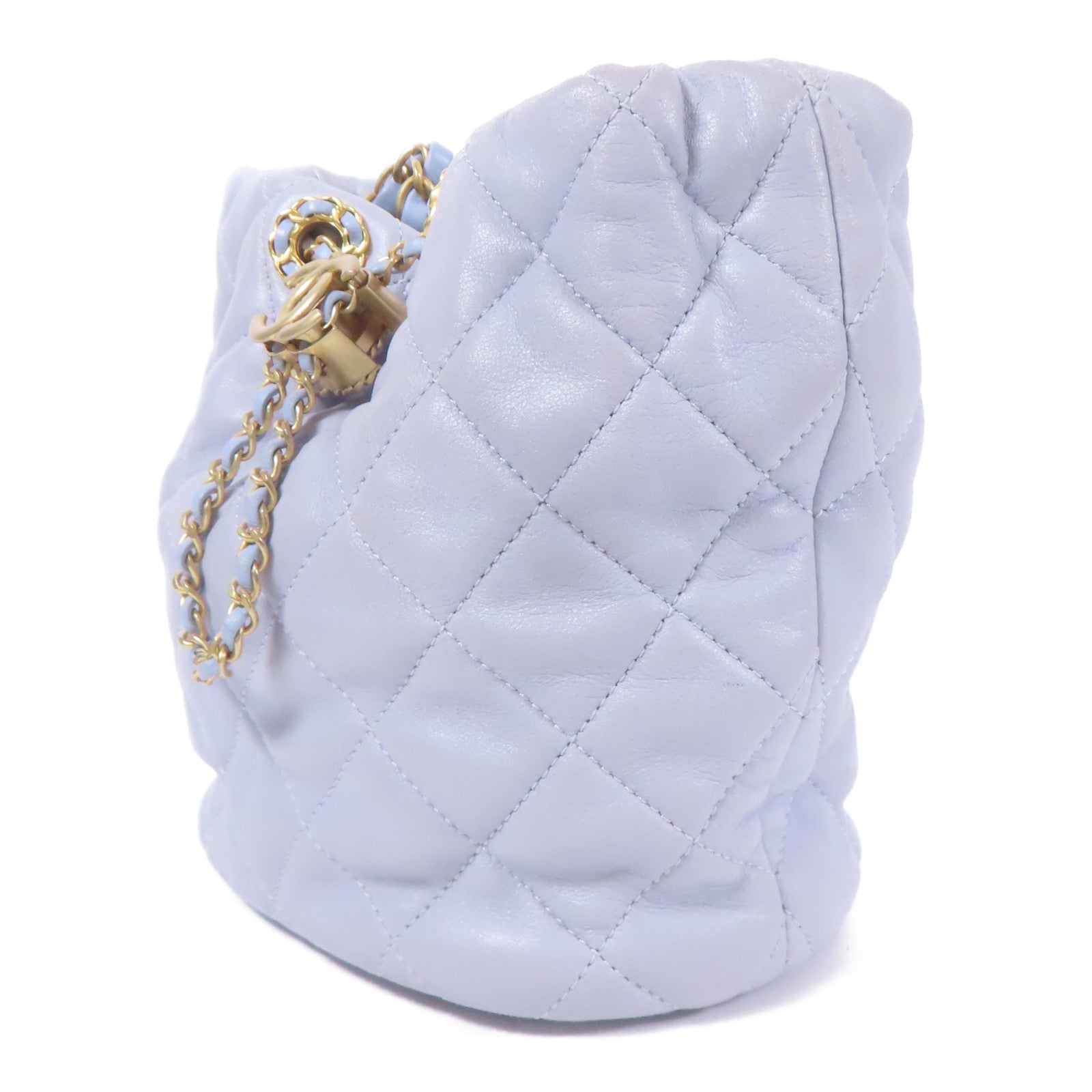 CHANEL CC GHW Chain Shoulder Bag Lambskin Leather Blue