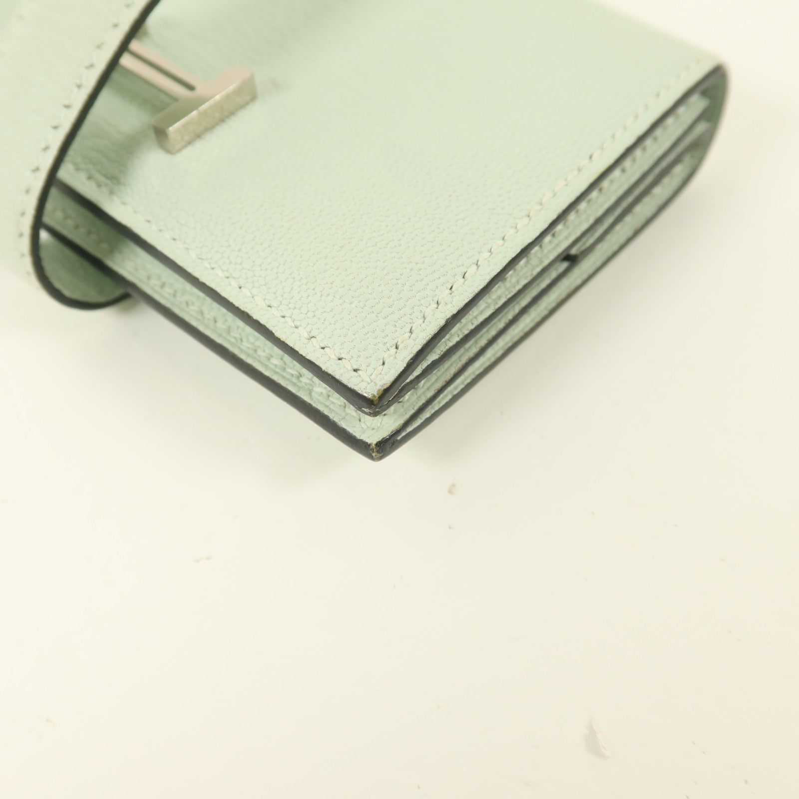 HERMES 【激減優惠】Chevre皮革Bearn Mini Wallet錢包Vert Peppermint