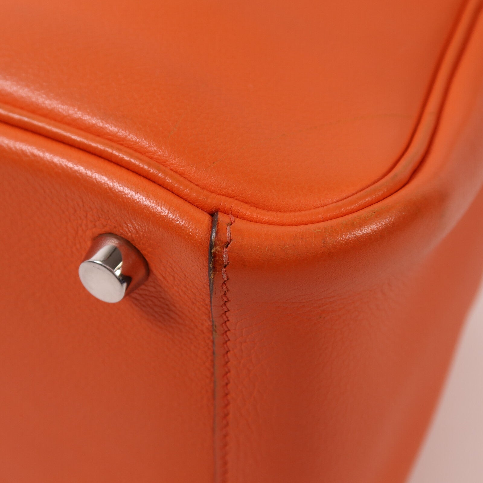 HERMES Evercolor皮革Lindy 26銀扣手挽肩背兩用袋Orange Poppy