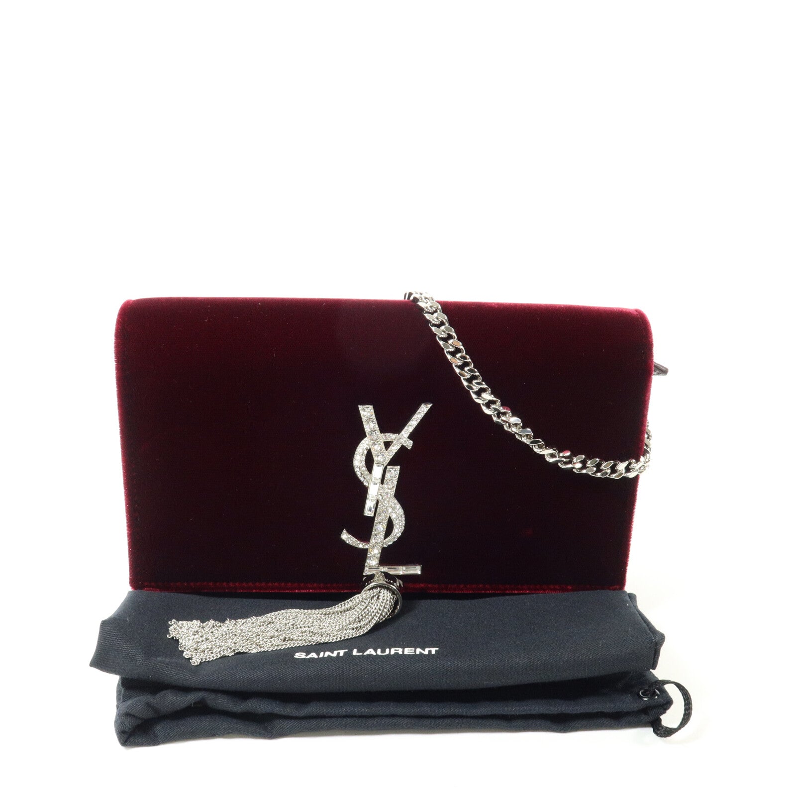 SAINT LAURENT 天鵝絨Tassel Chain Wallet鏈帶肩背袋