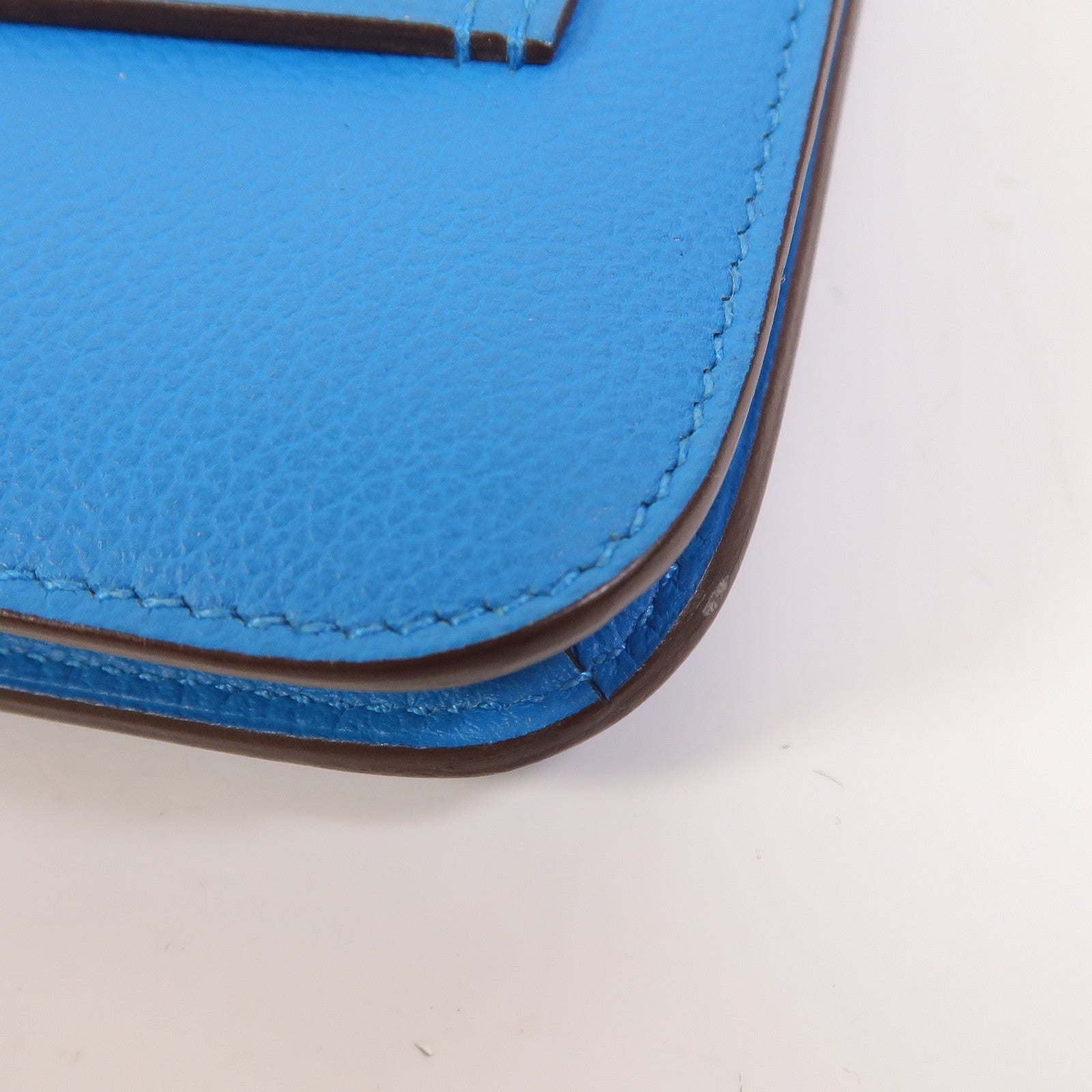 HERMES Evercolor皮革Constance Slim Wallet錢包Bleu Zanzibar