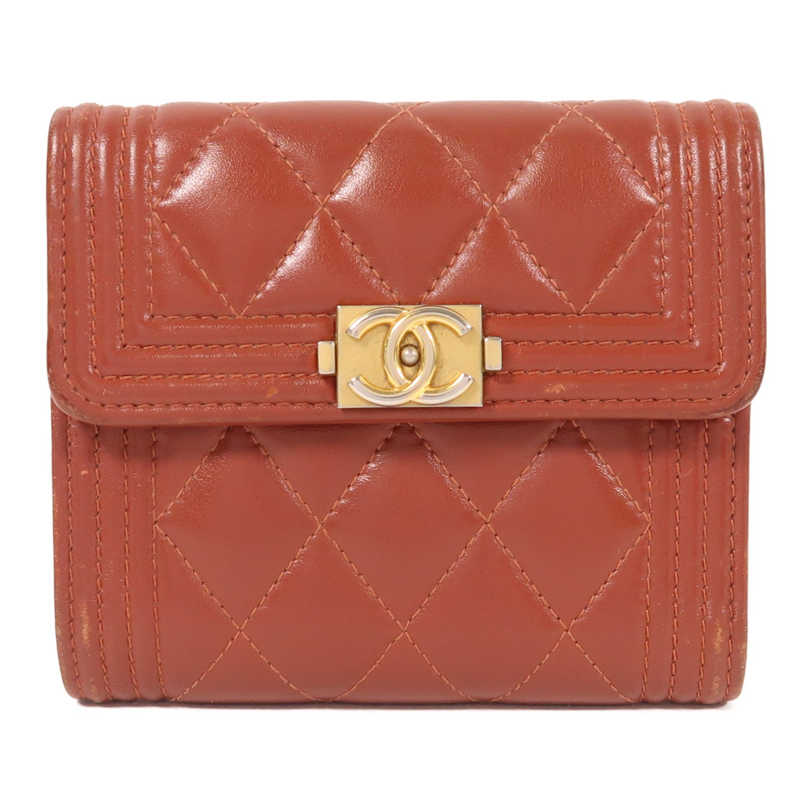 CHANEL 牛皮皮革Wallet金扣錢包