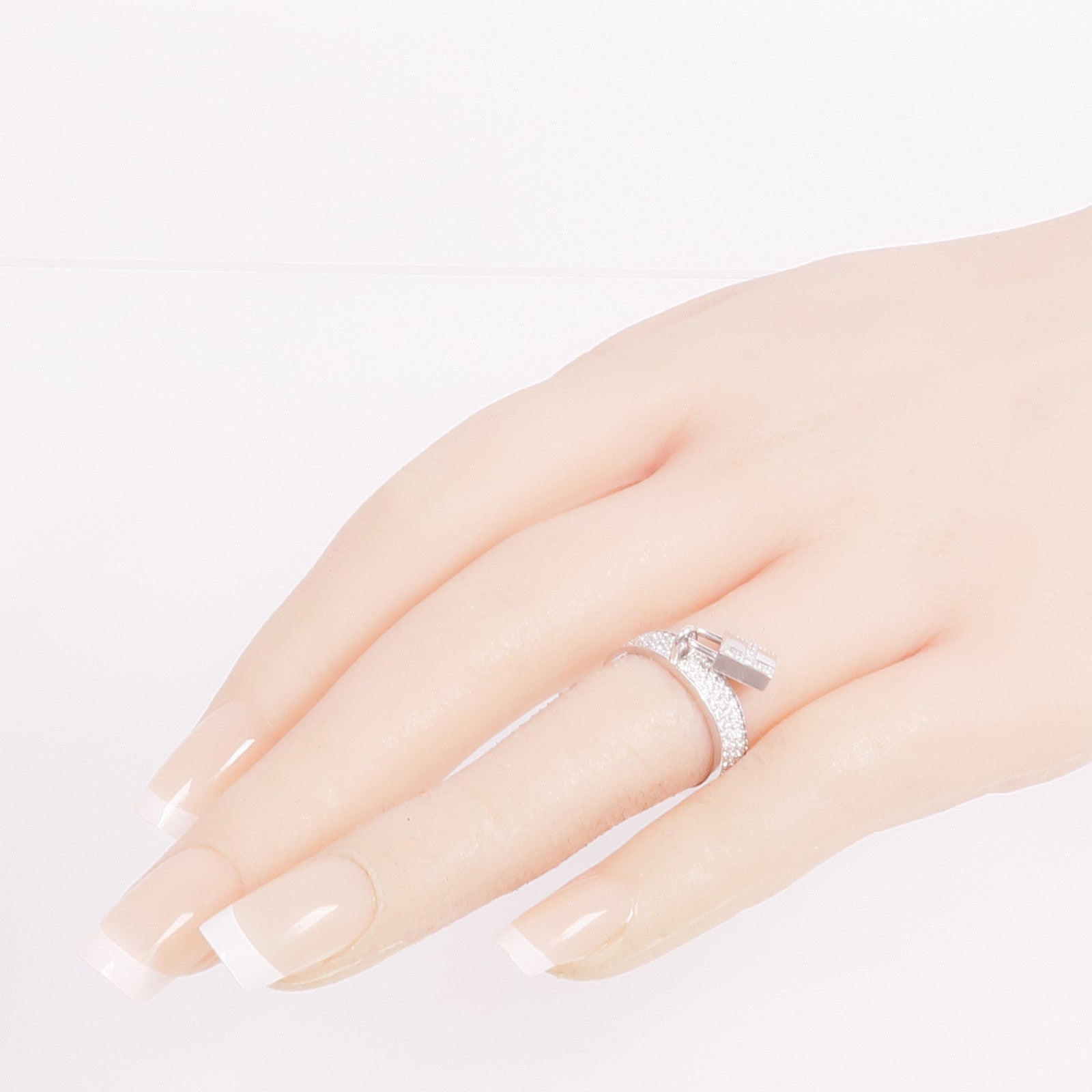 HERMES 18K白金Kelly Cadenas Ring鑽石戒指Hermes#51/US#5.75