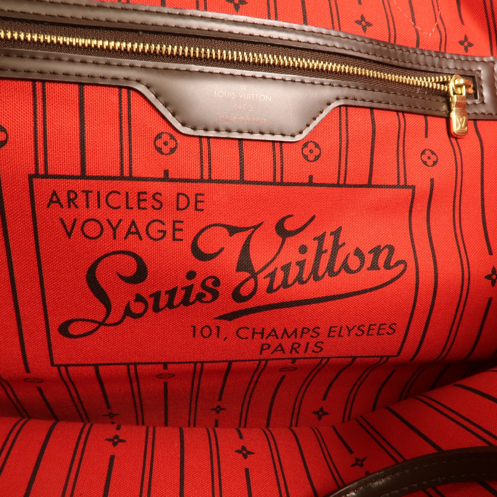 LOUIS VUITTON Damier Neverfull GM金扣肩背袋
