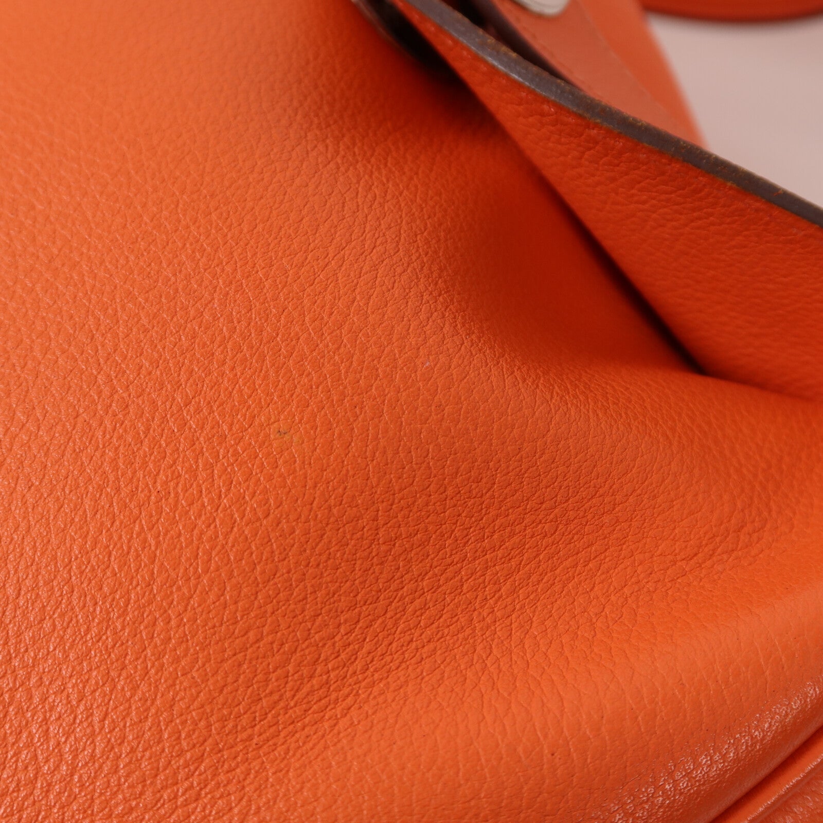 HERMES Evercolor皮革Lindy 26銀扣手挽肩背兩用袋Orange Poppy