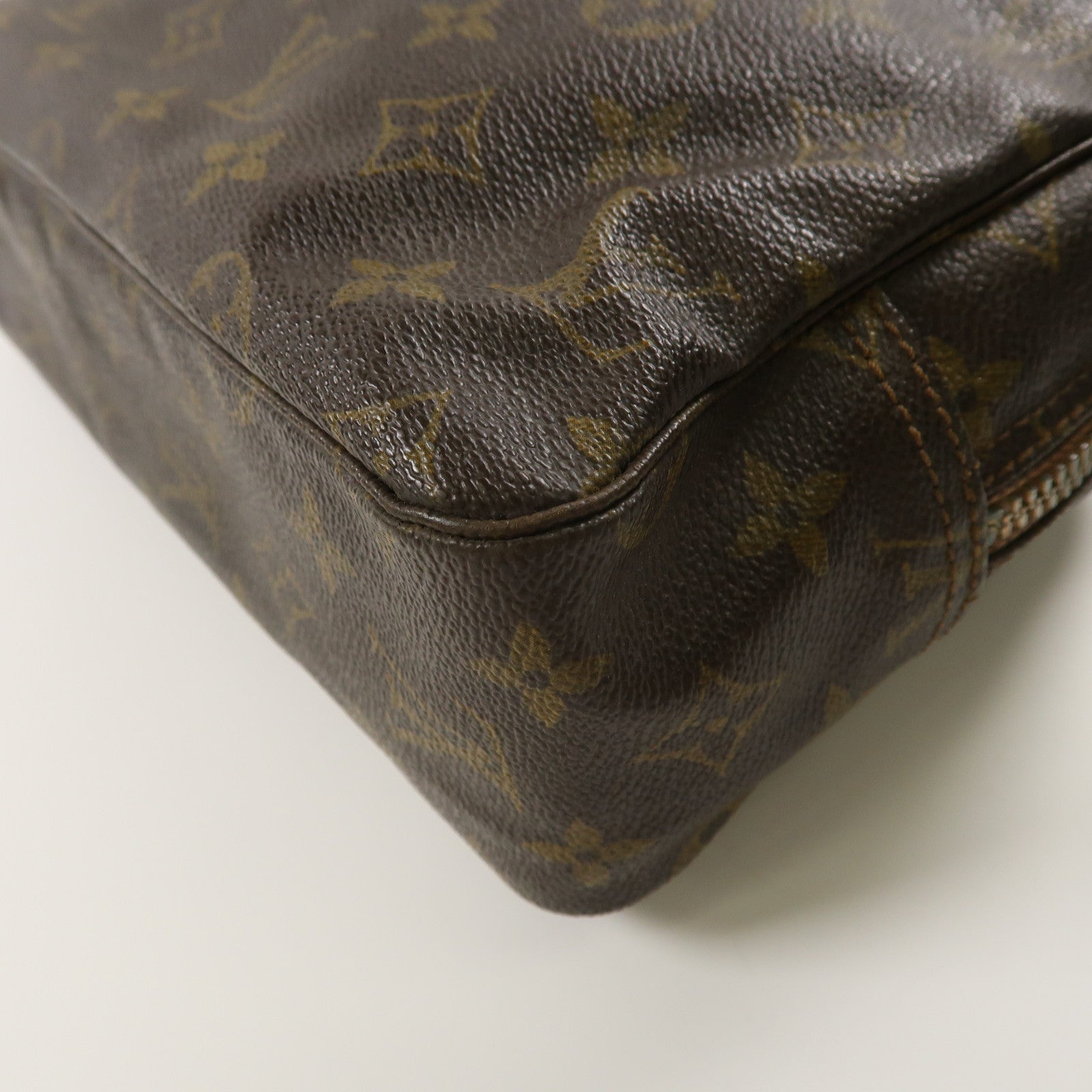 LOUIS VUITTON Monogram Trousse Toilette銀扣手拿包啡色