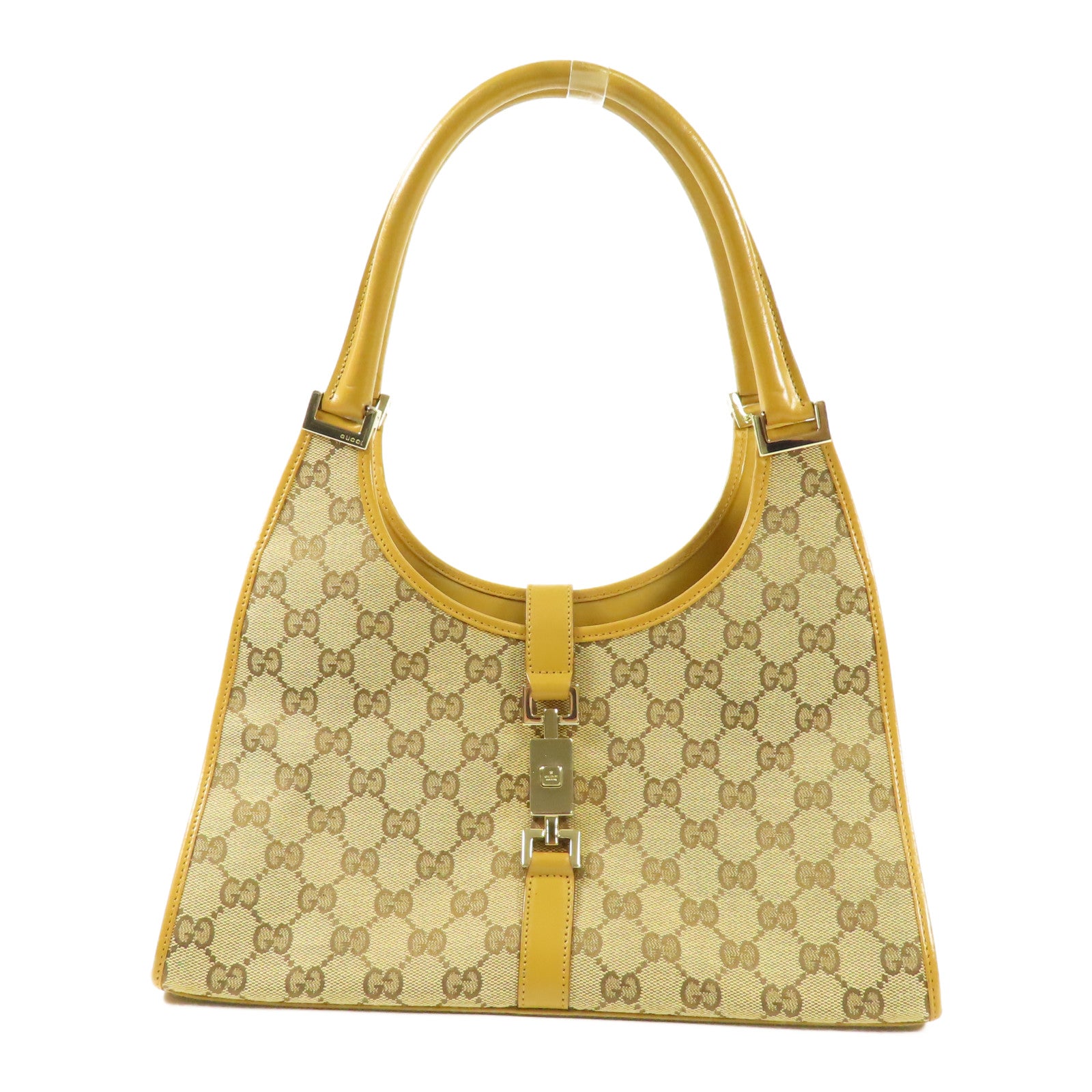 GUCCI 帆布/皮革Shoulder Bag金扣肩背袋