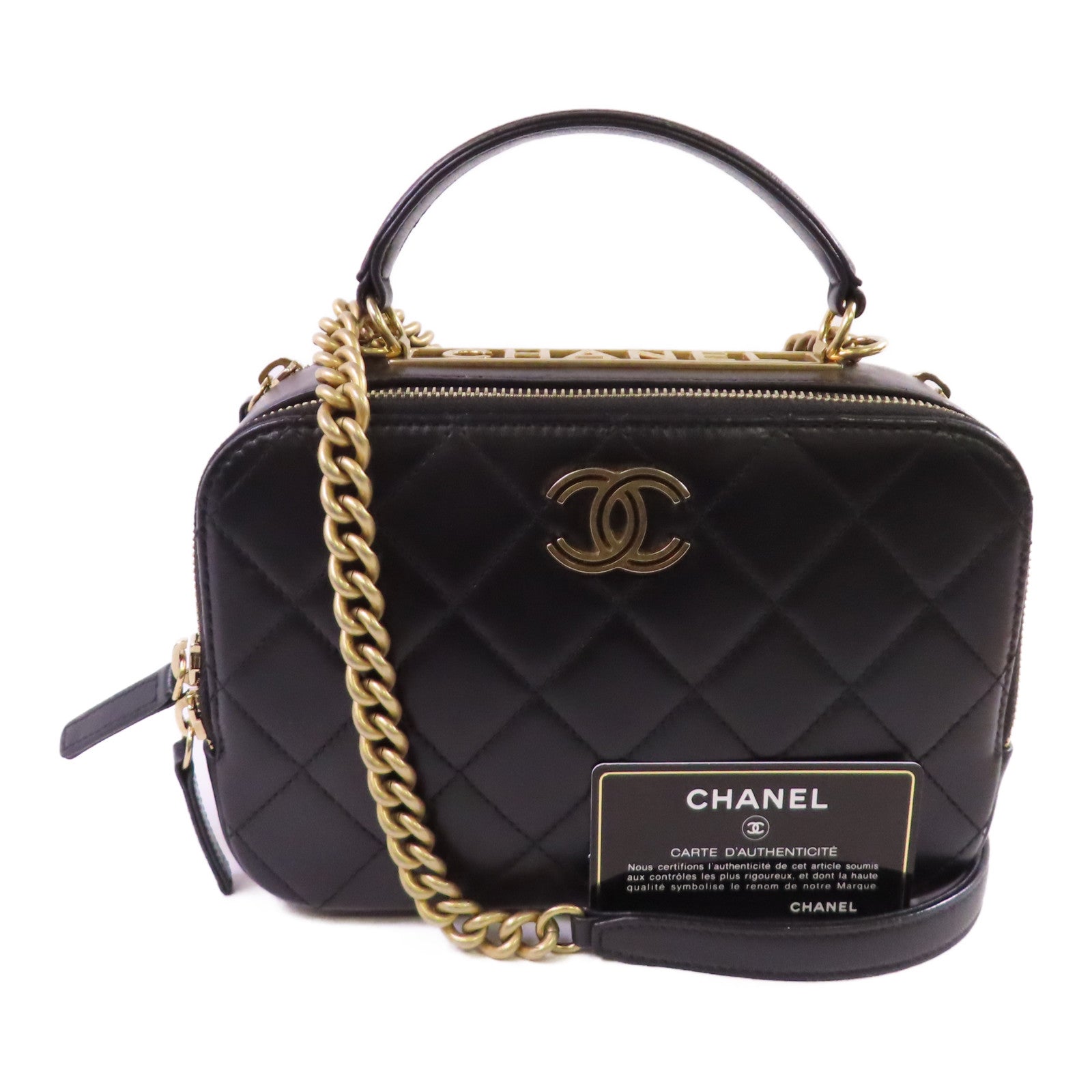 CHANEL 羊皮皮革2Way Chain Shoulder Bag金扣鏈帶手挽肩背兩用袋
