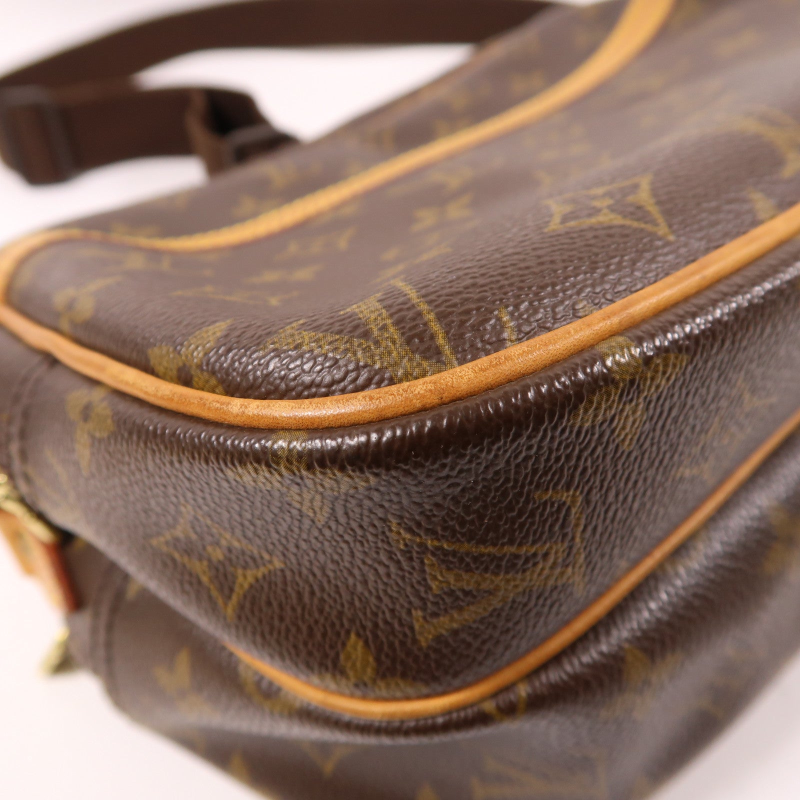 LOUIS VUITTON Monogram Reporter PM金扣肩背袋棕色