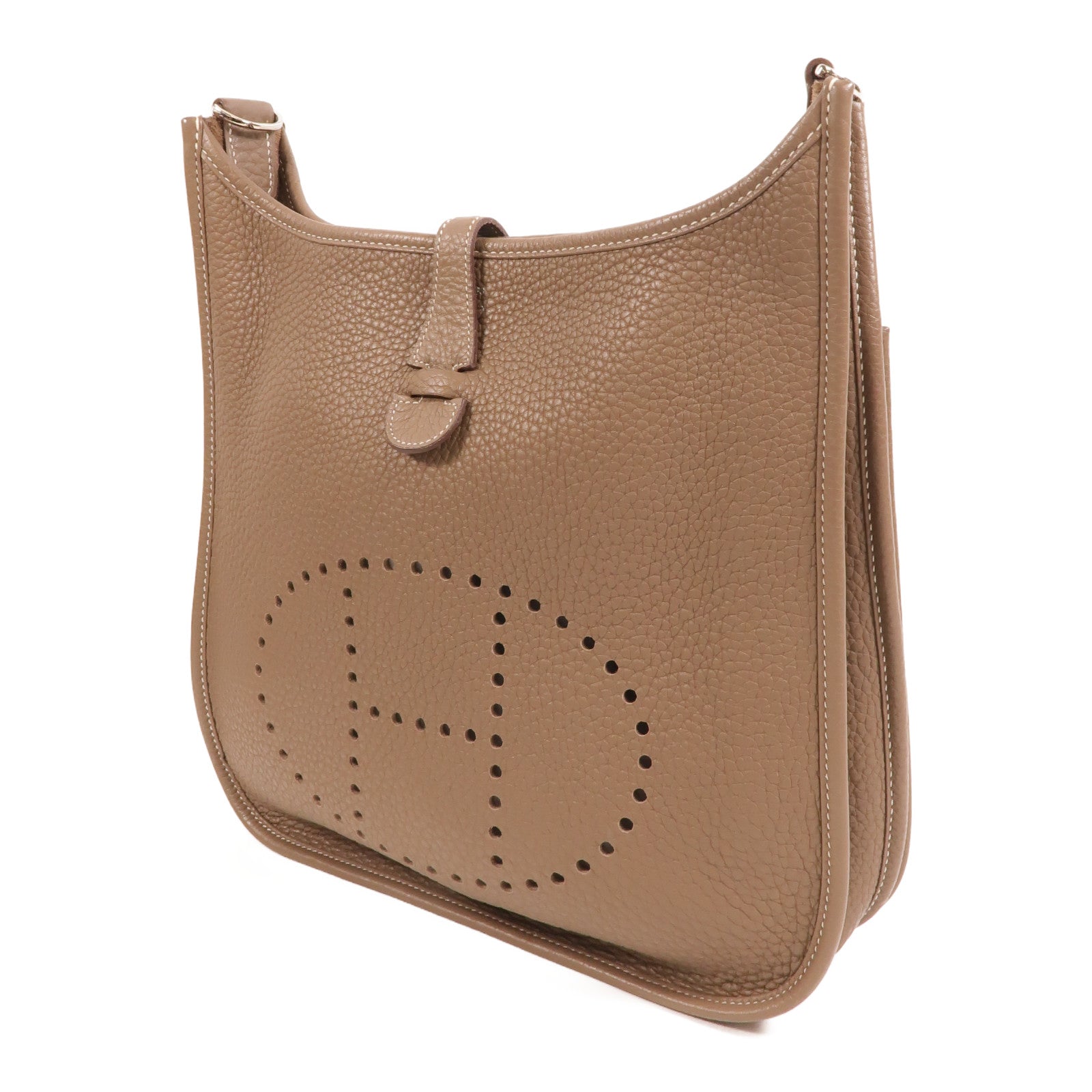 HERMES Clemence皮革Evelyne PM肩背袋Etoupe