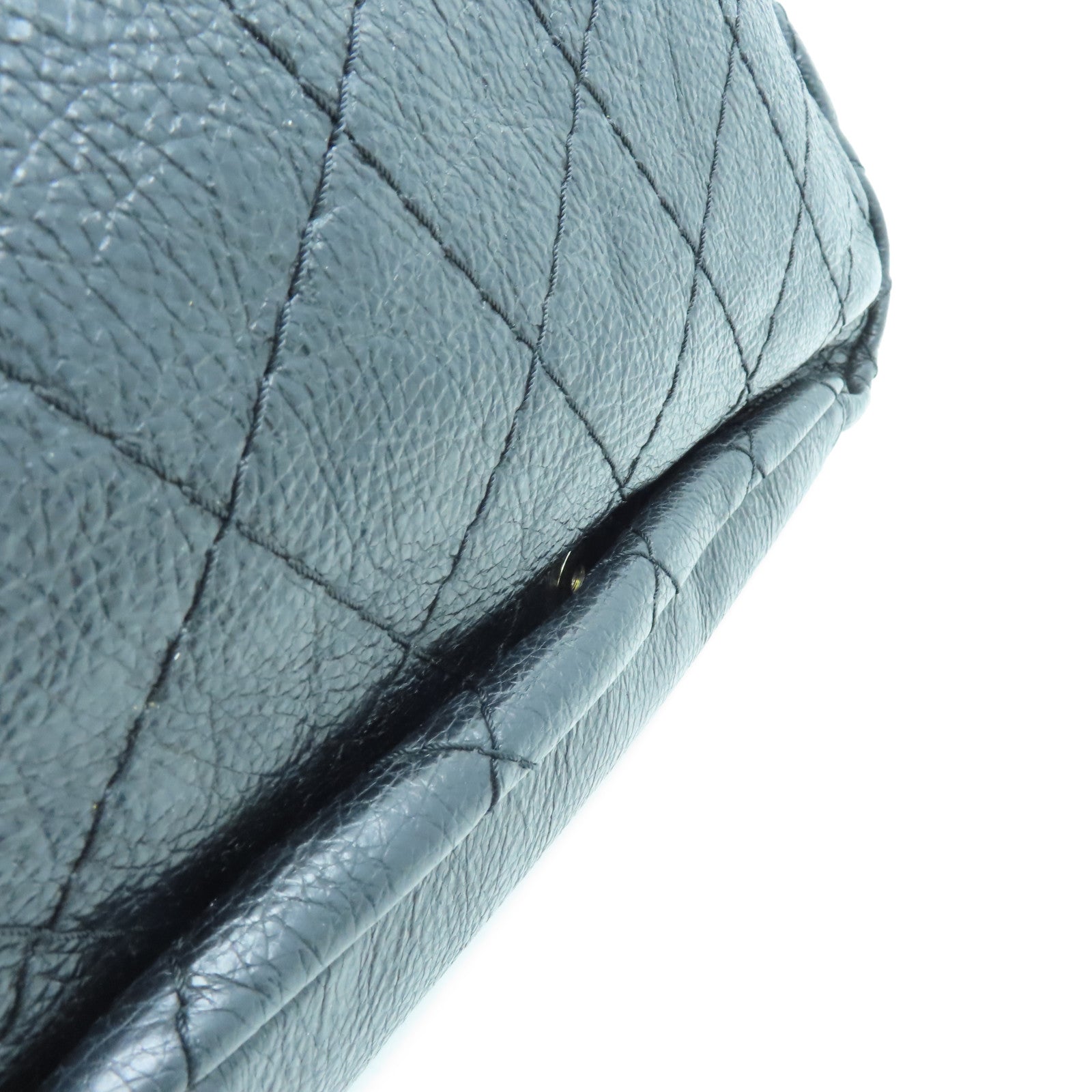 CHANEL 菱格牛皮皮革Shoulder Bag银扣肩背袋黑色