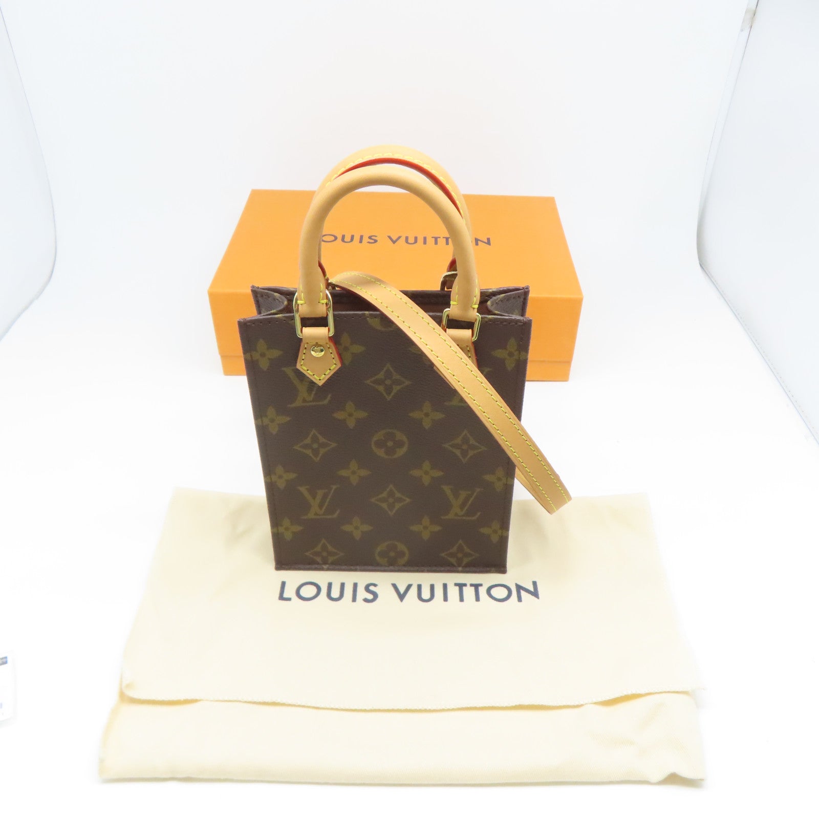 LOUIS VUITTON **【激減優惠】Monogram Petit Sac Plat金扣手挽肩背兩用袋啡色