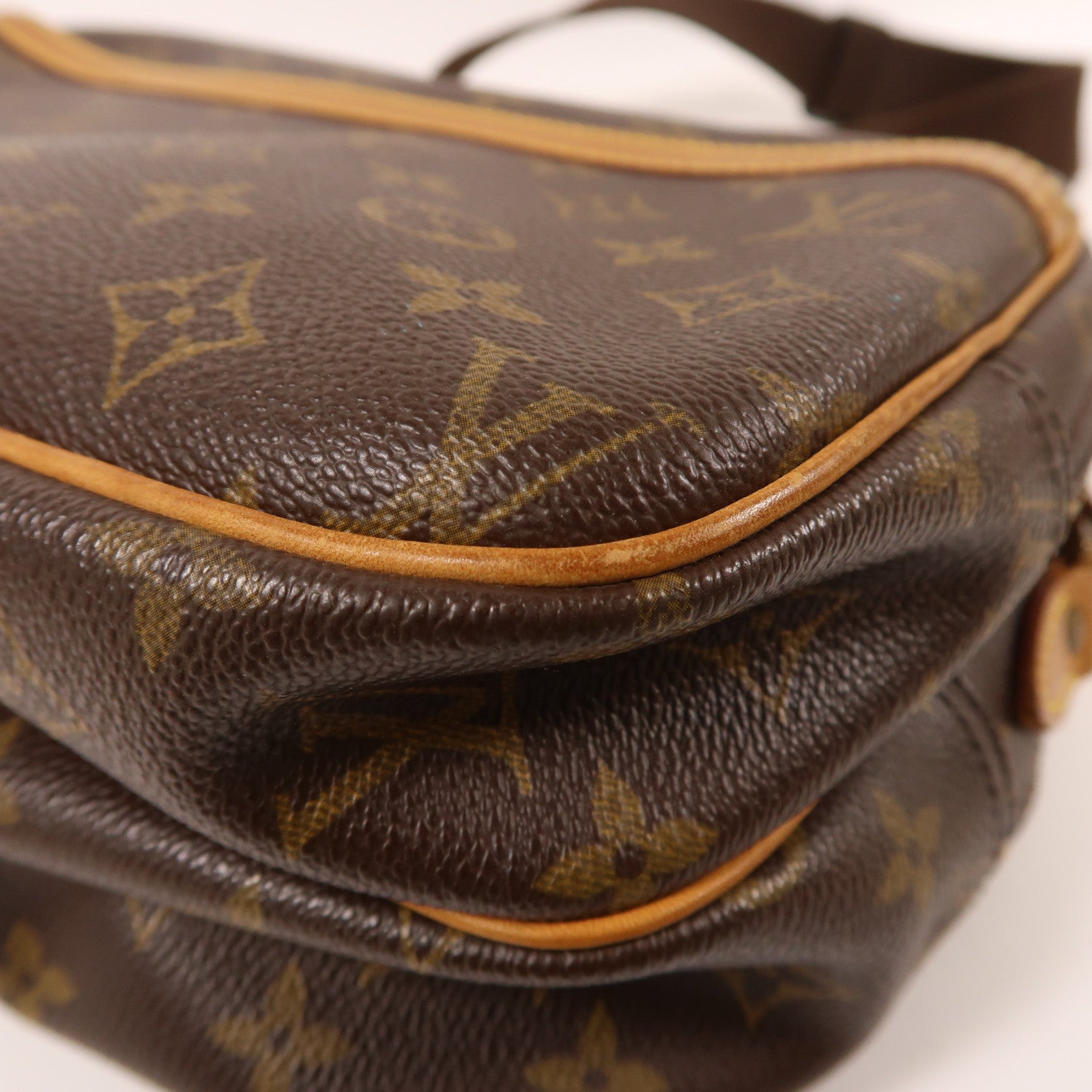 LOUIS VUITTON Monogram Reporter PM金扣肩背袋棕色