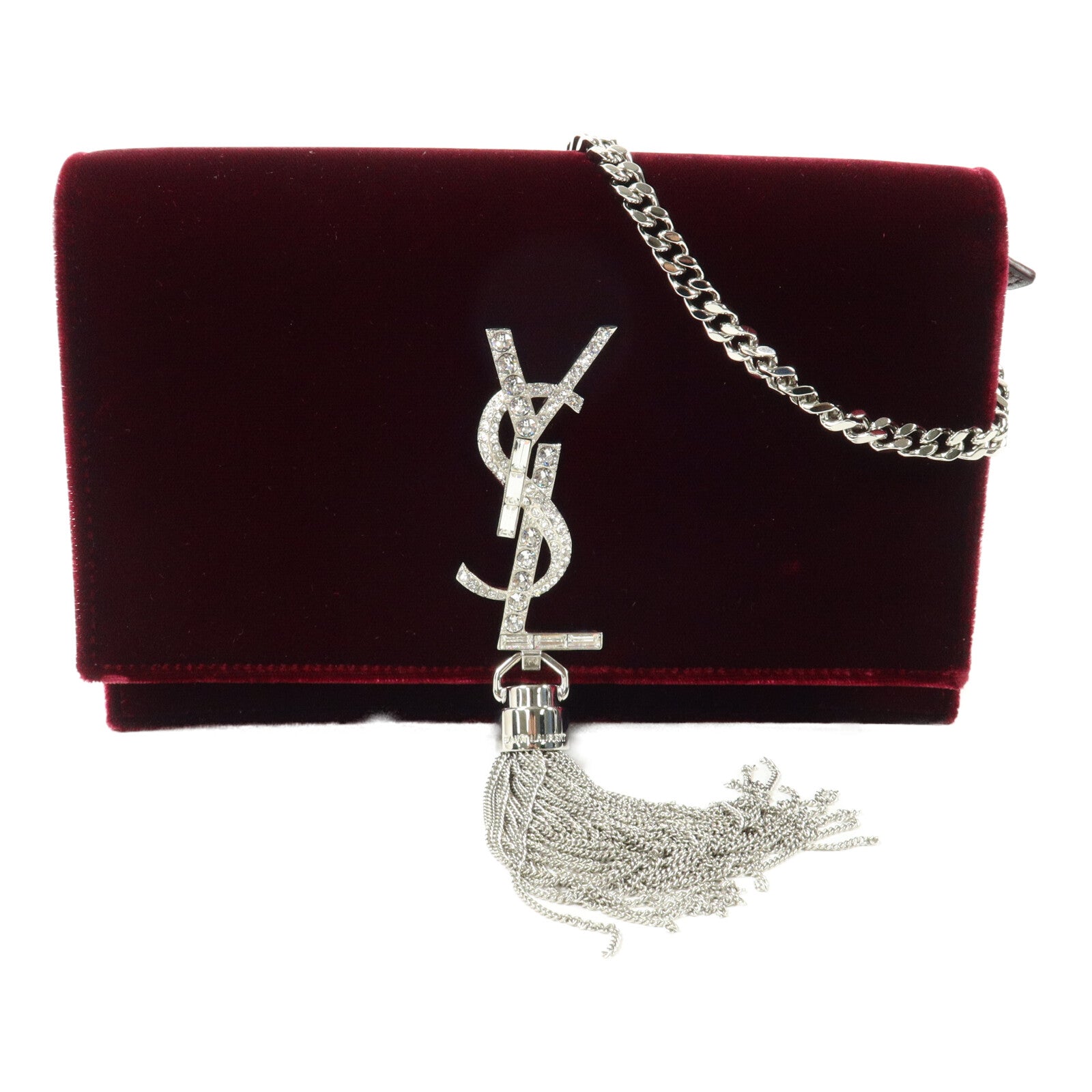 SAINT LAURENT 天鵝絨Tassel Chain Wallet鏈帶肩背袋