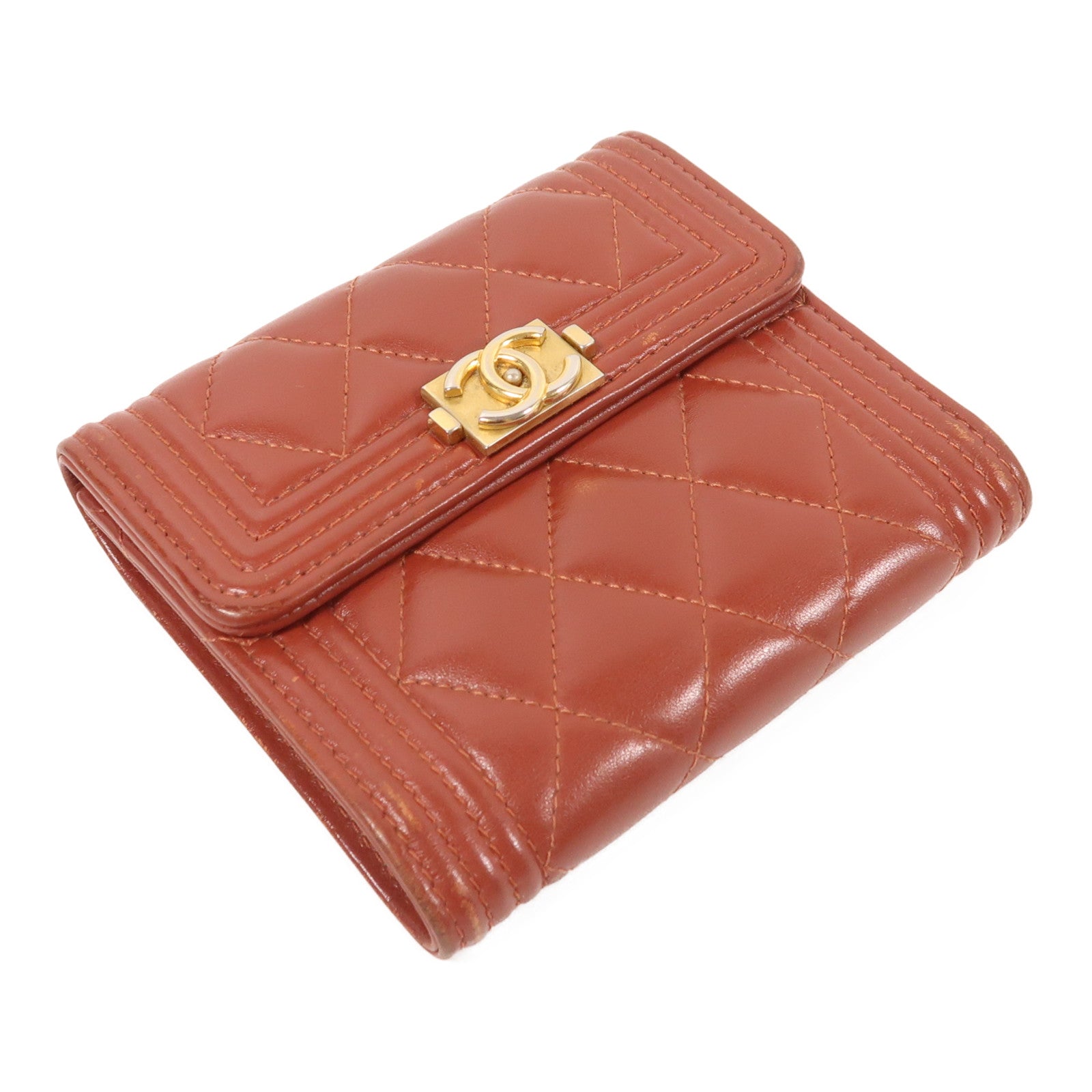 CHANEL 牛皮皮革Wallet金扣錢包