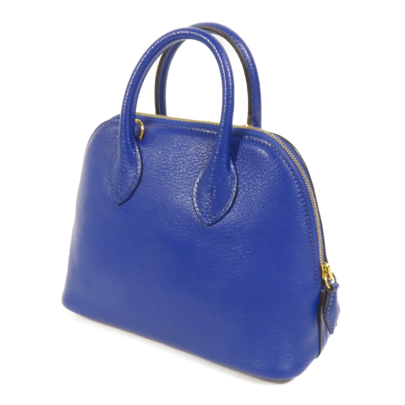 HERMES Chevre皮革Mini Bolide金扣手挽肩背兩用袋Bleu Electrique