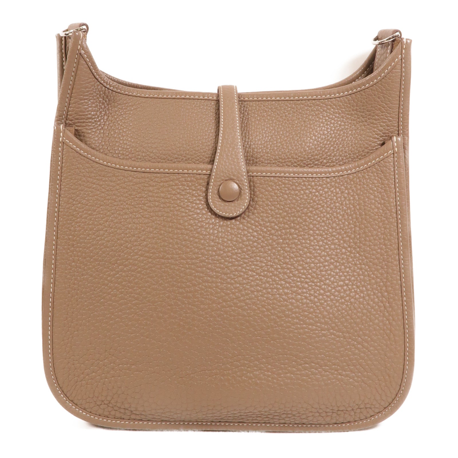 HERMES Clemence皮革Evelyne PM肩背袋Etoupe
