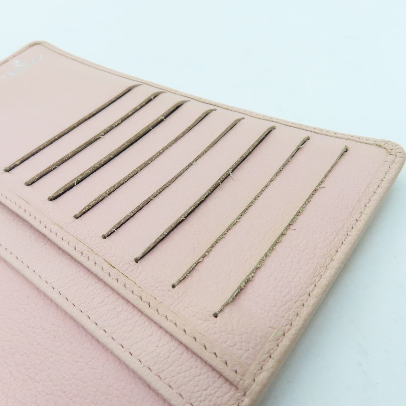 CHANEL Cowhide Leather Long Wallet Silver Buckle Long Wallet Pink