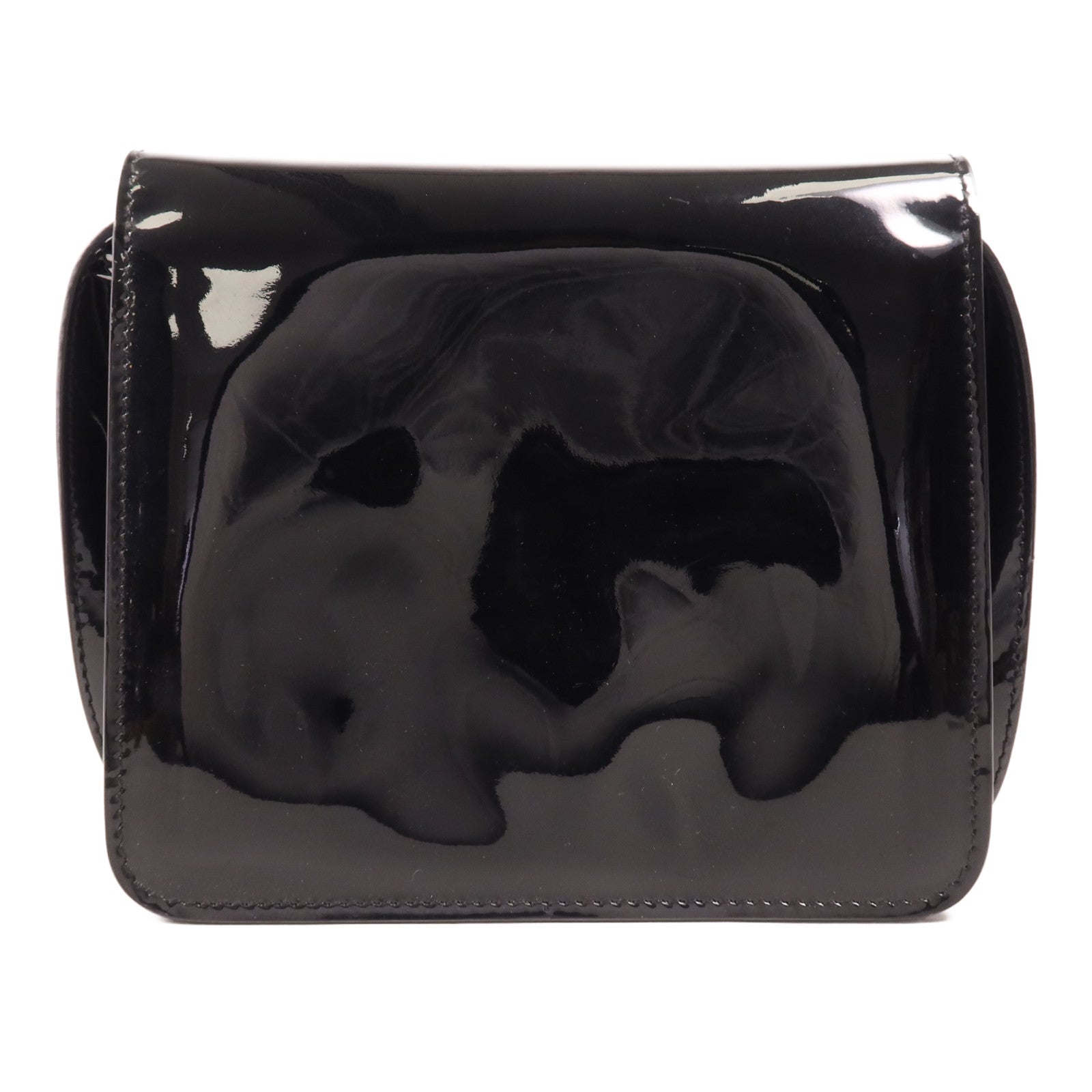 FENDI 漆皮皮革Calligraphy金扣肩背袋