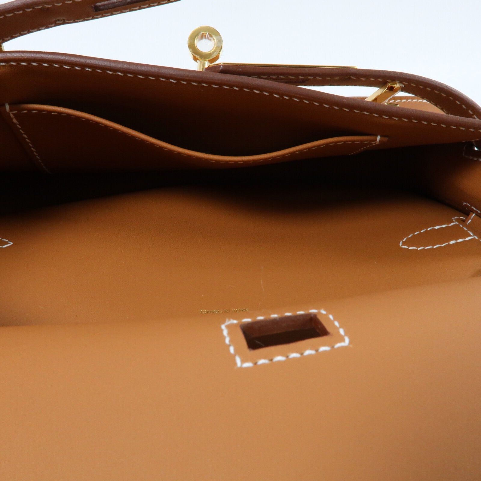 HERMES Swift皮革Mini Jypsiere銀扣肩背袋Gold
