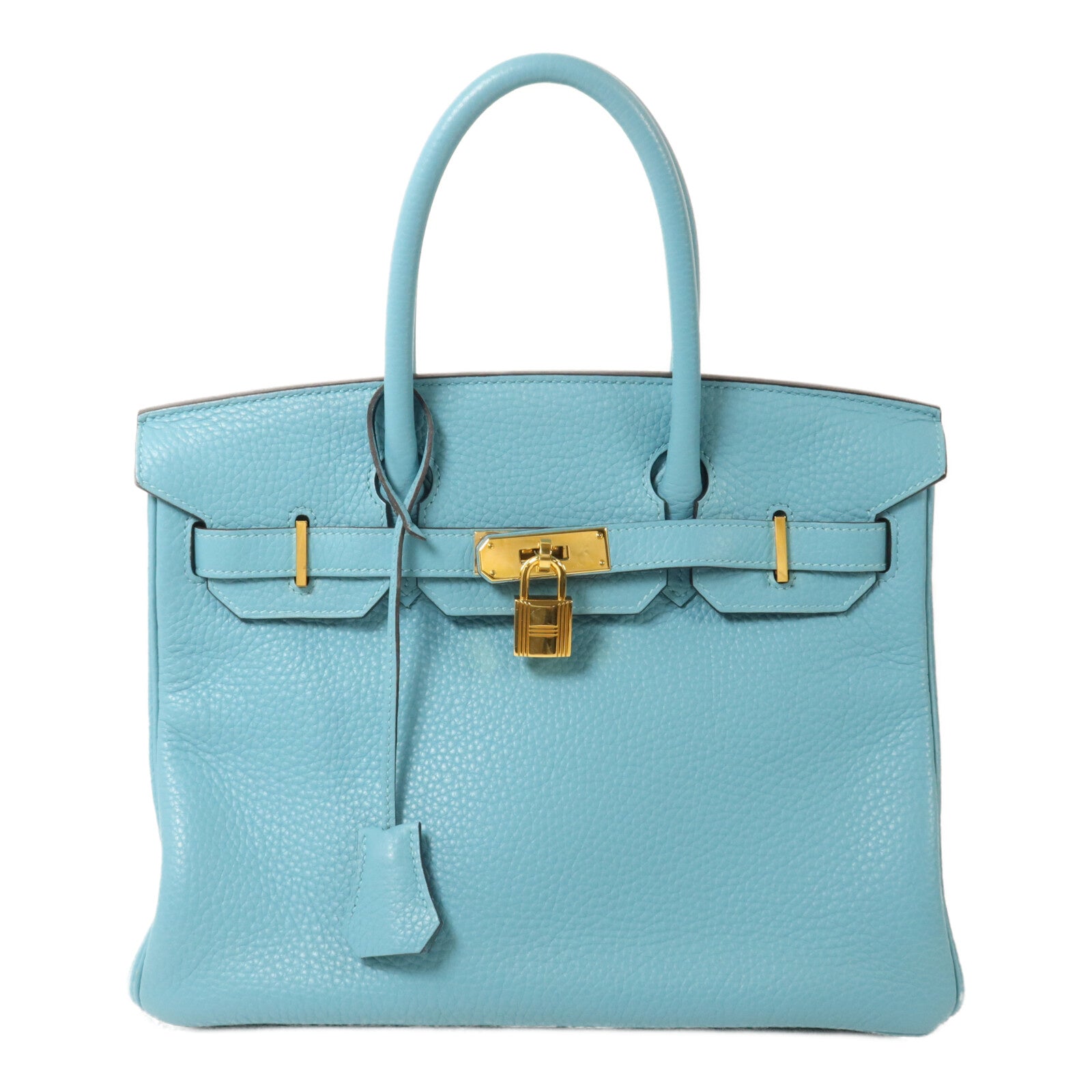 HERMES Clemence皮革Birkin 30手挽袋Bleu St Cyr