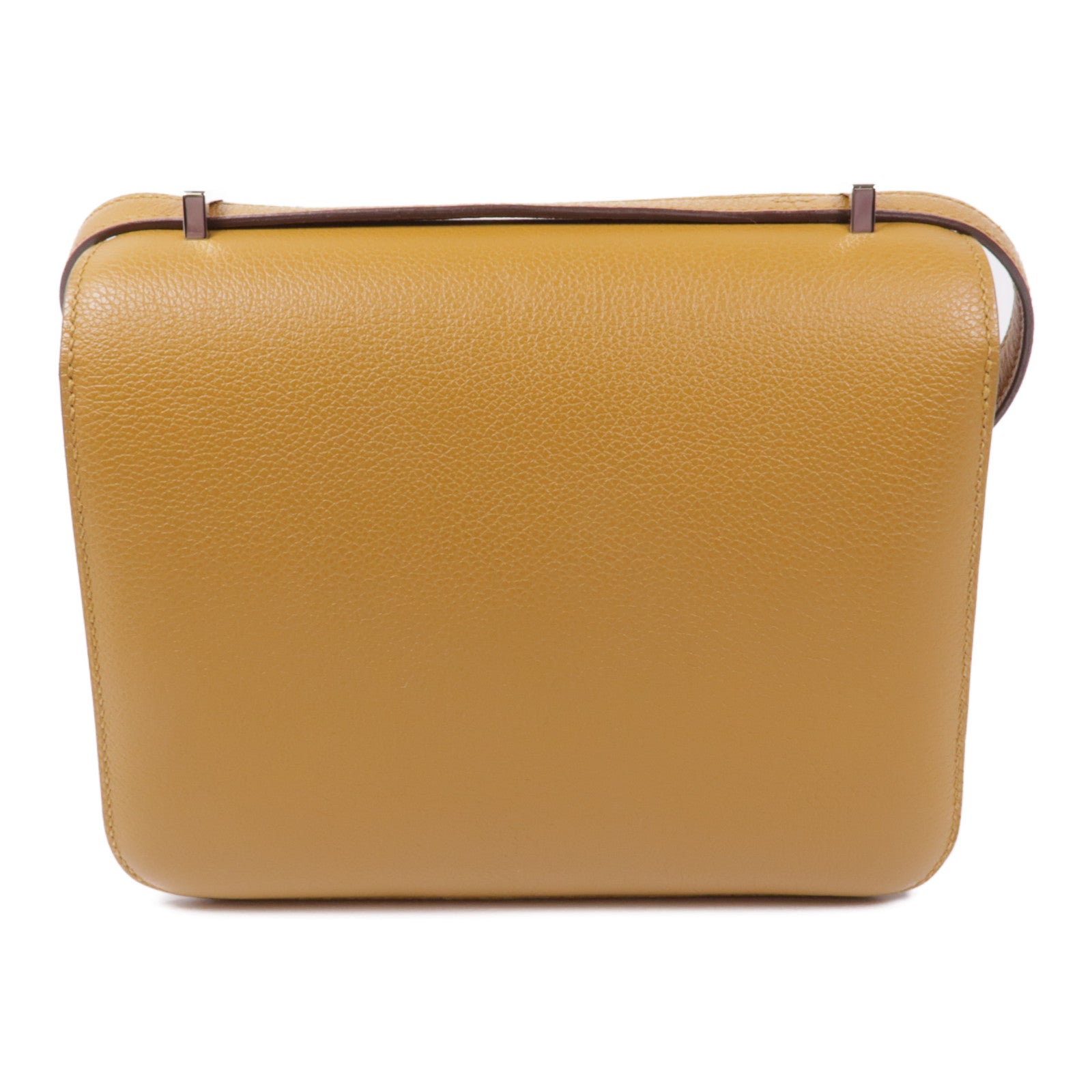 HERMES Evercolor皮革Constance Mini銀扣肩背袋Caramel