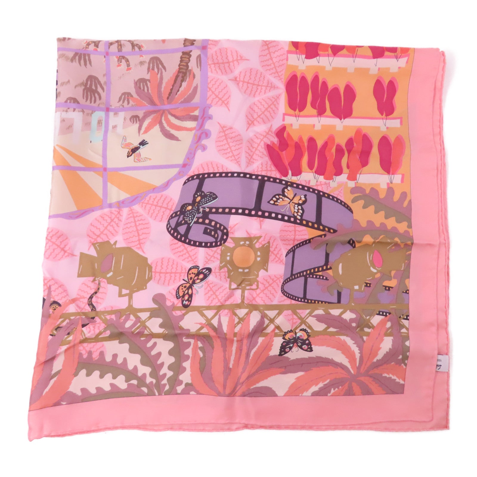 Salvatore Ferragamo 絲質Scarf 90x90圍巾粉紅色