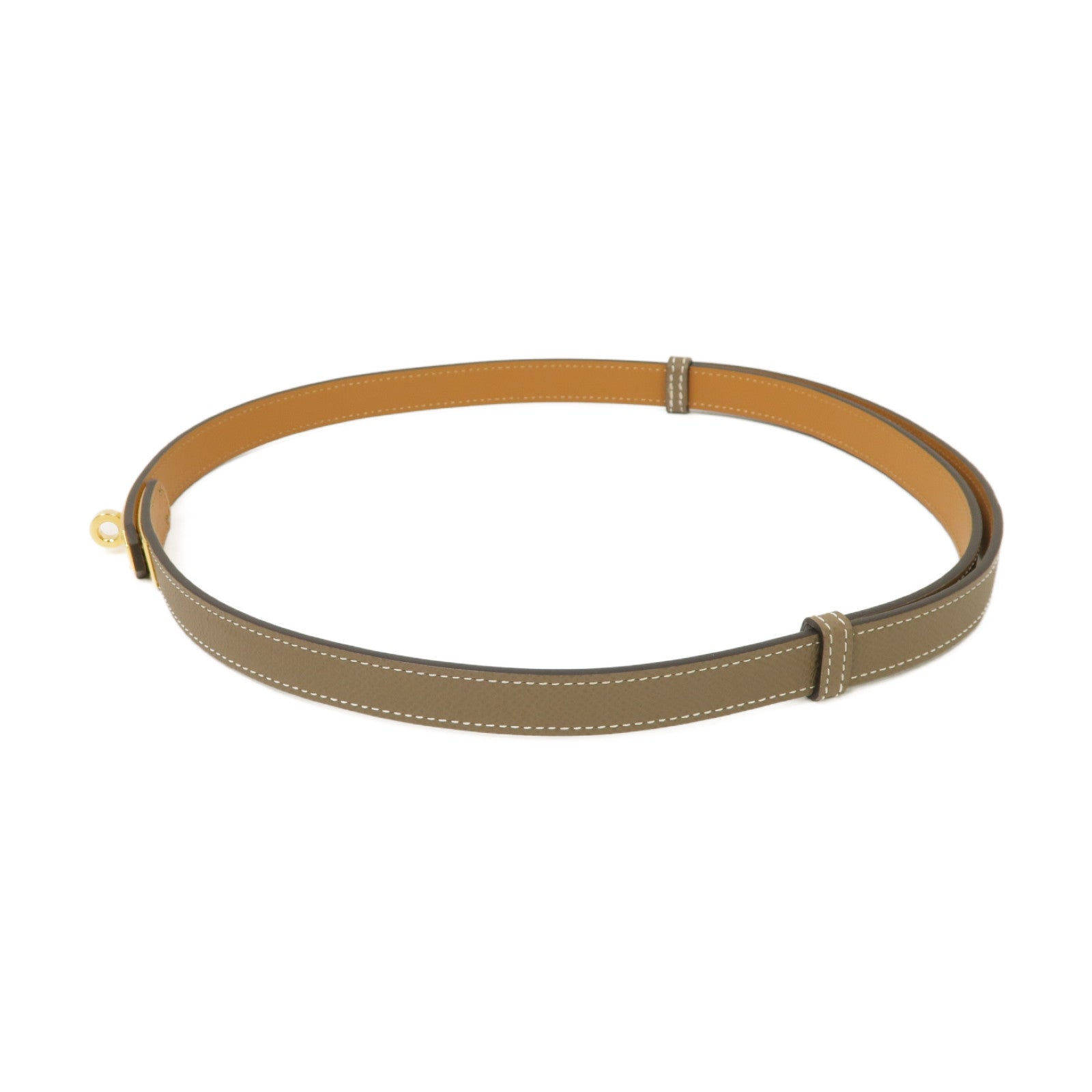HERMES Epsom皮革Belt金扣皮帶Etoupe大象灰色