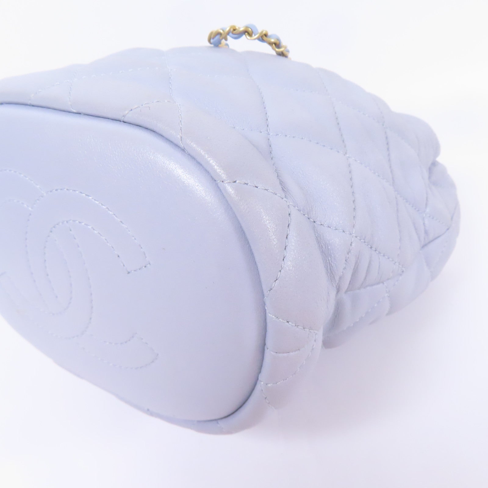 CHANEL CC GHW Chain Shoulder Bag Lambskin Leather Blue