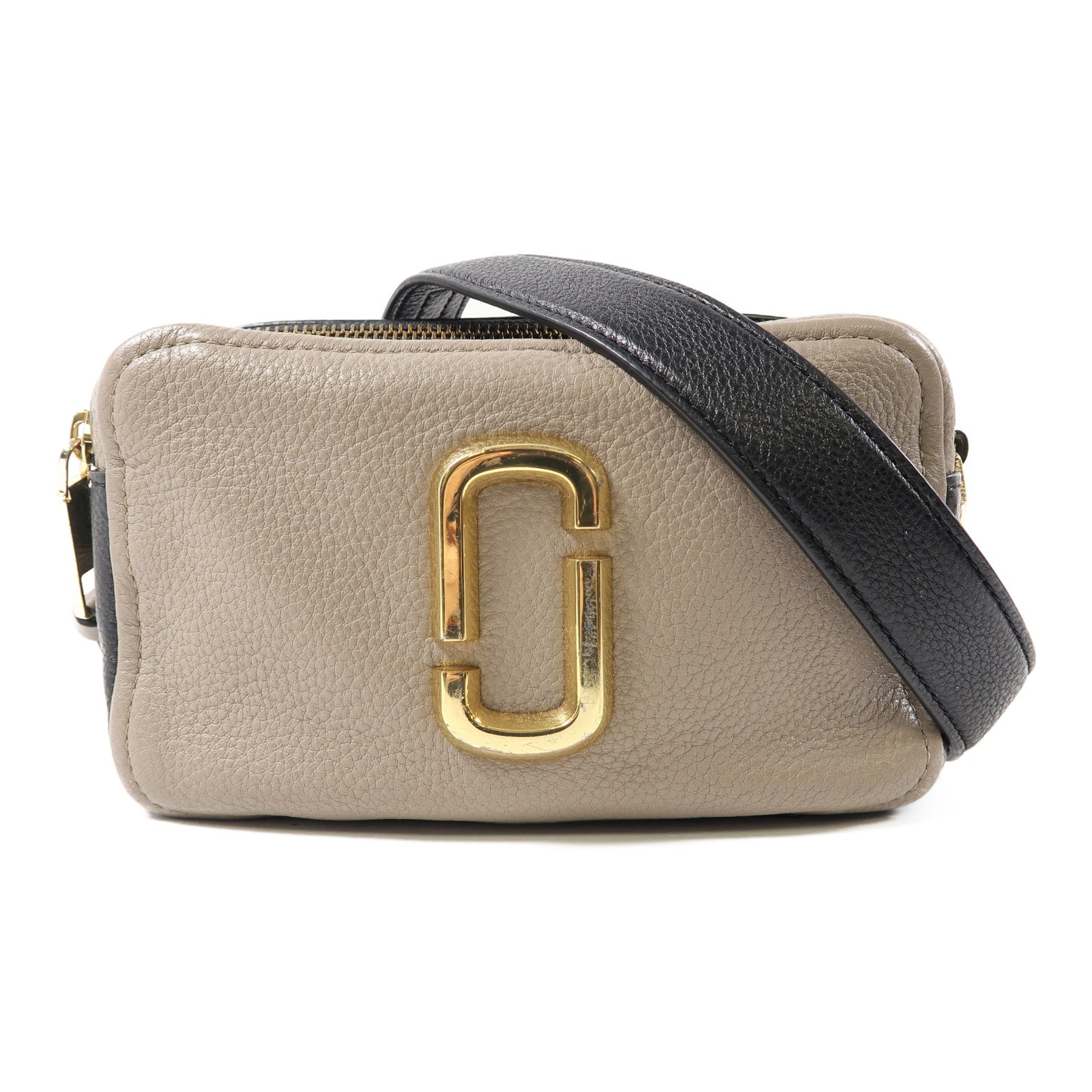 MARC JACOBS 牛皮皮革Camera Bag金扣肩背袋啡色/黑色