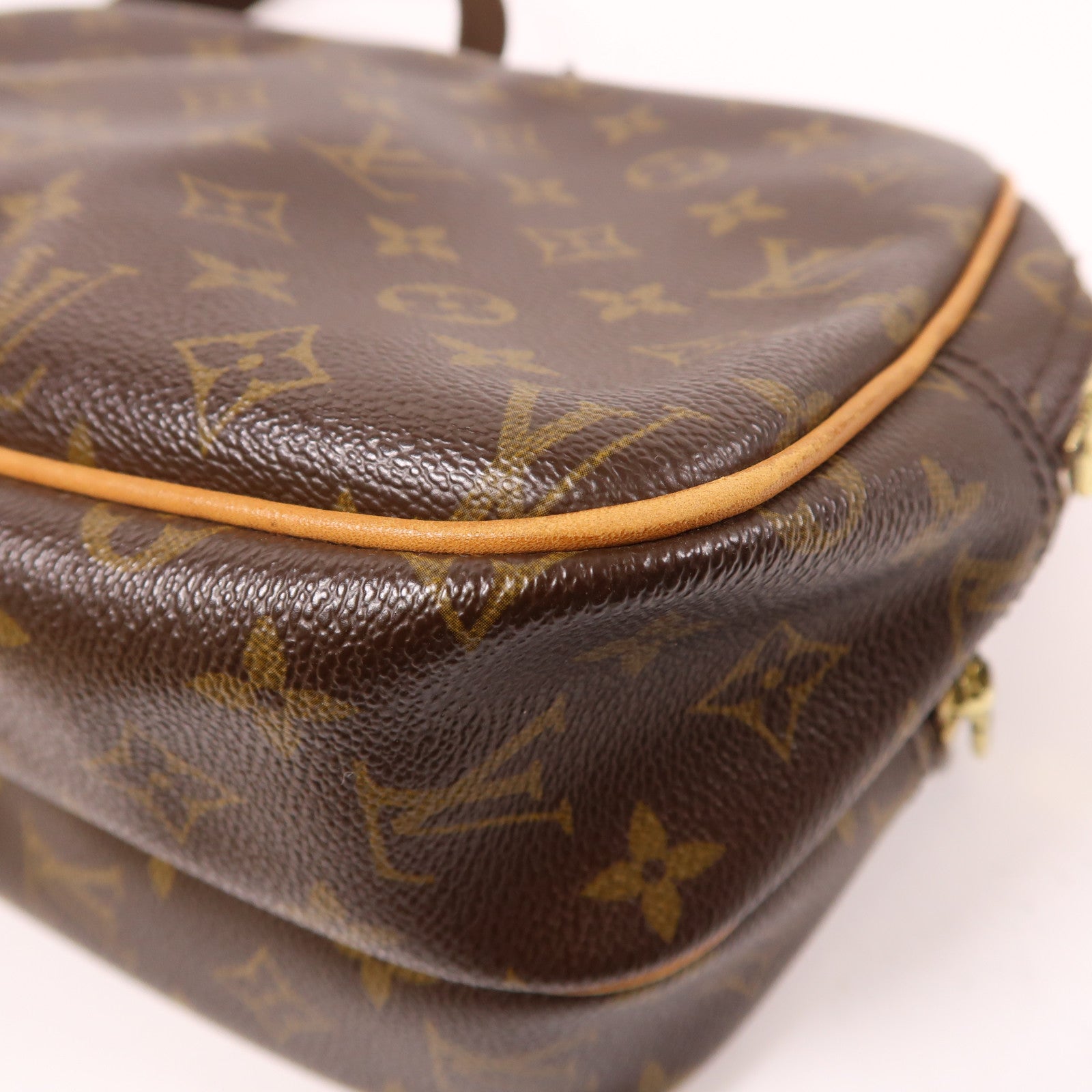 LOUIS VUITTON Monogram Reporter PM金扣肩背袋棕色