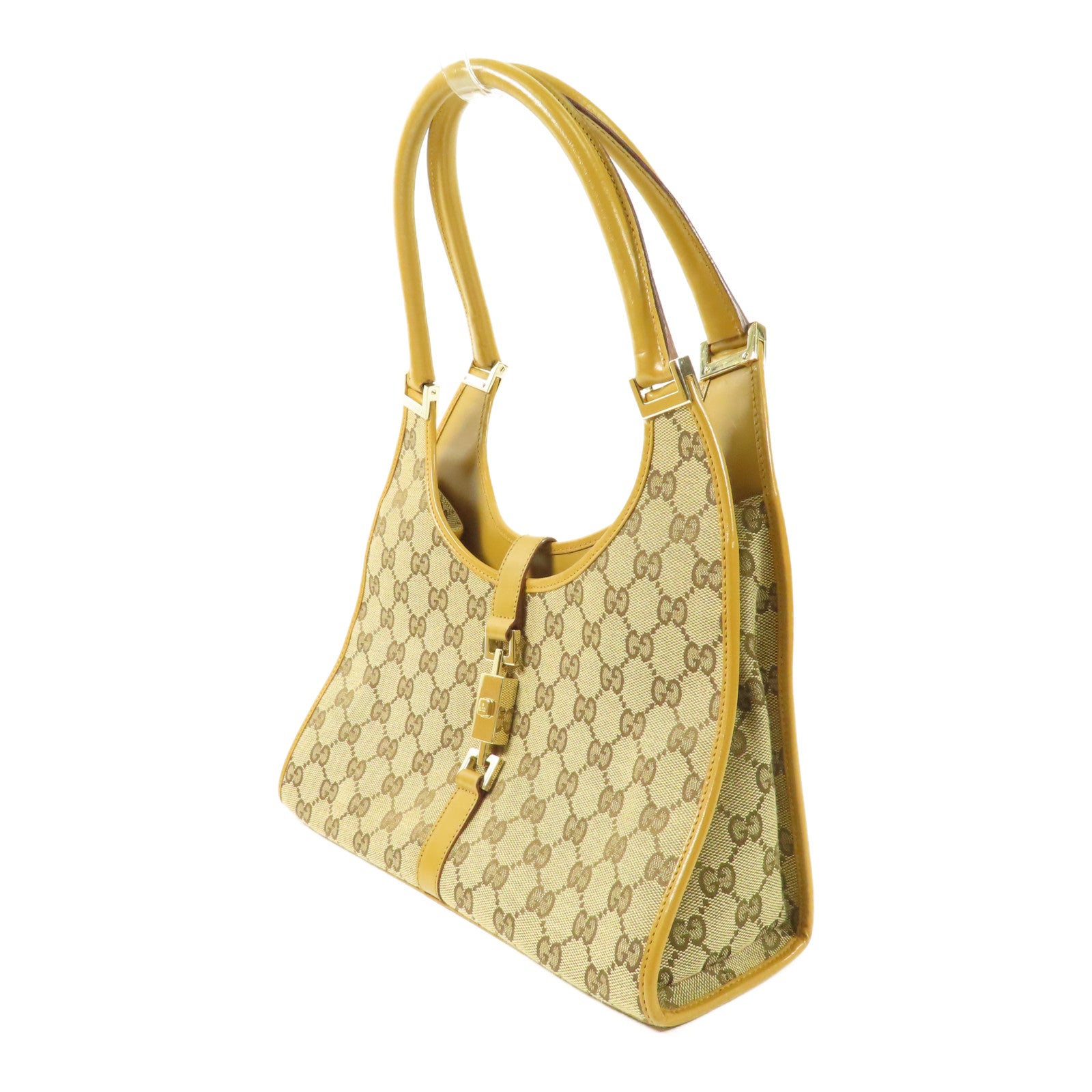 GUCCI 帆布/皮革Shoulder Bag金扣肩背袋