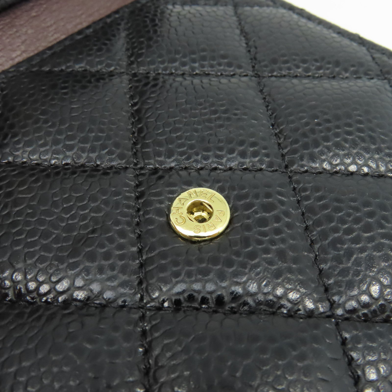 CHANEL 菱格Caviar皮革Short Wallet金扣短錢包黑色