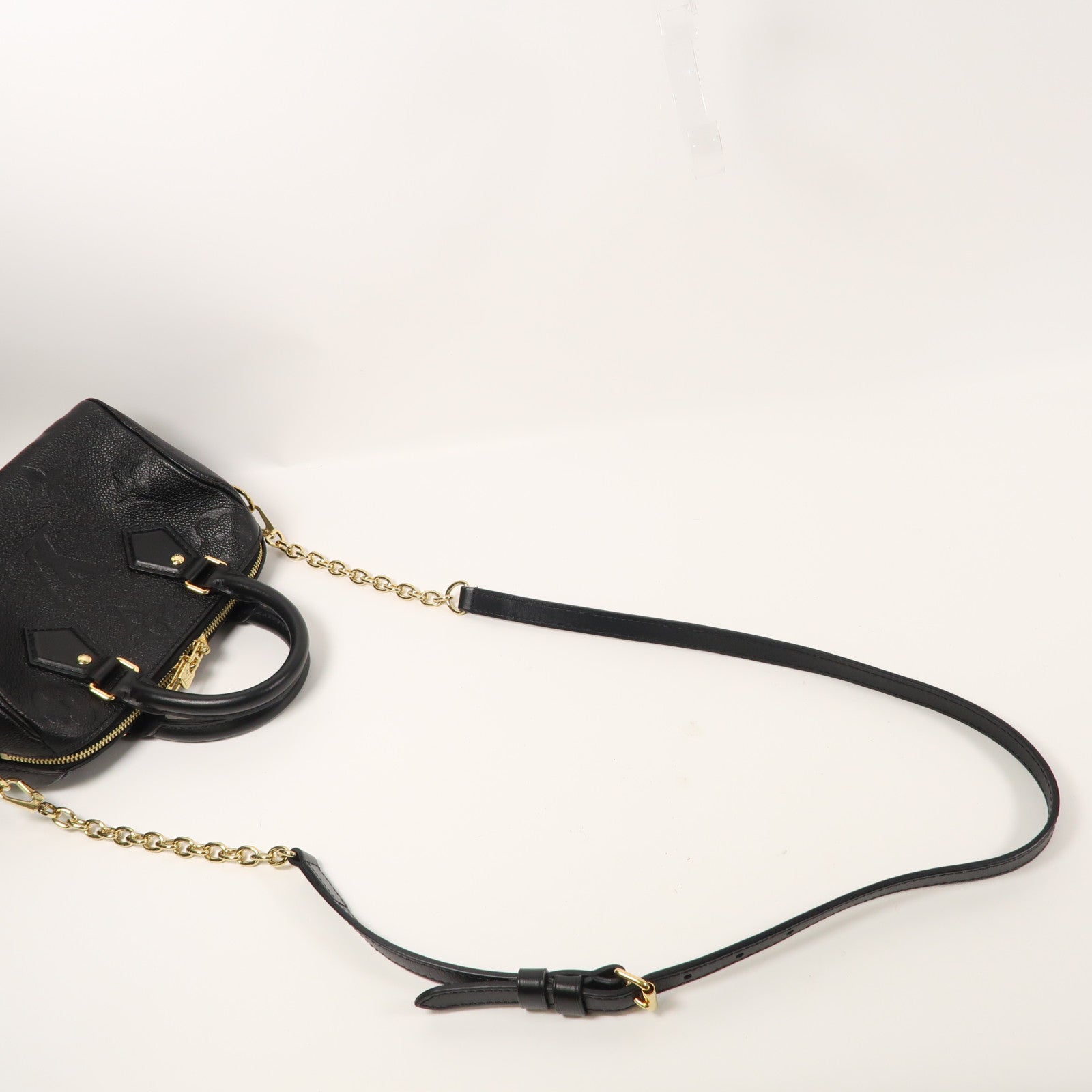LOUIS VUITTON Monogram Empreinte Speedy Bandouliere 20金扣手挽肩背兩用袋黑色
