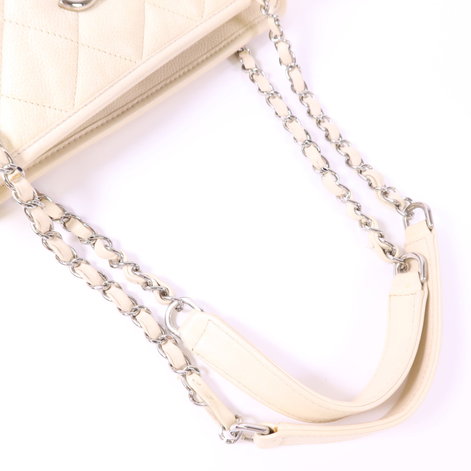 CHANEL 牛皮皮革Chain Shoulder銀扣鏈帶肩背袋