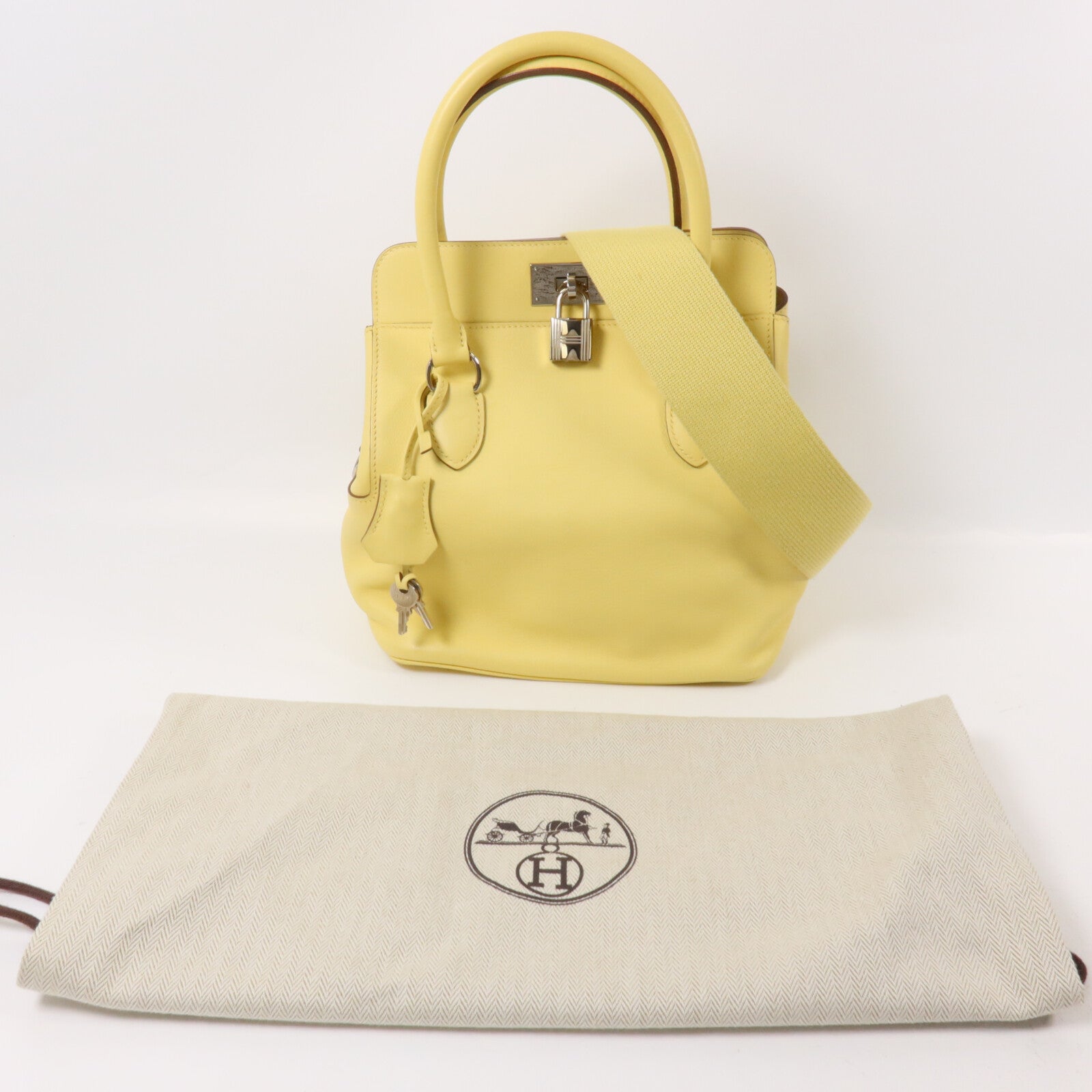 HERMES Evercolor皮革Toolbox 20手挽肩背兩用袋Jaune Poussin