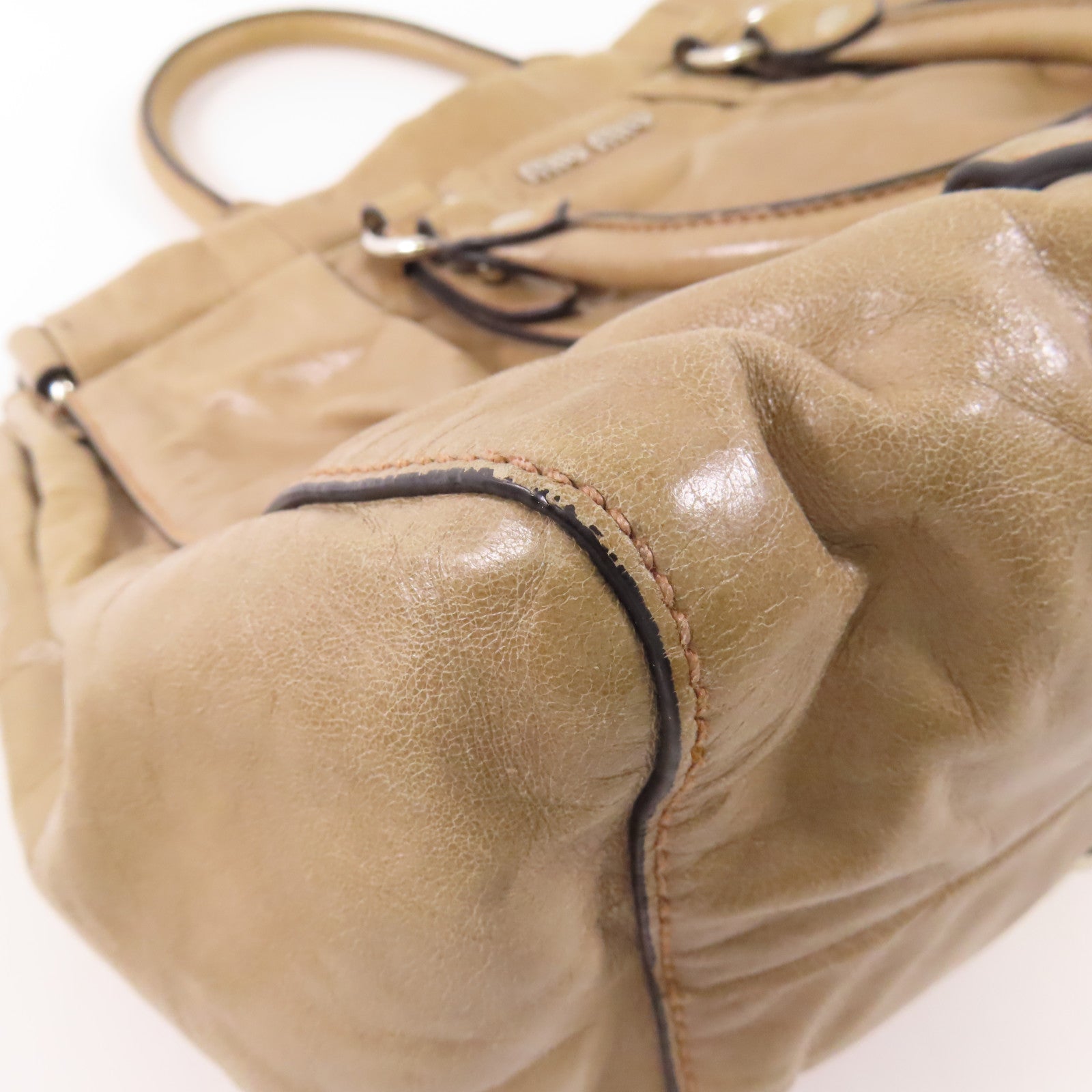 Miu Miu 皮革2 Way Bag銀扣手挽肩背兩用袋